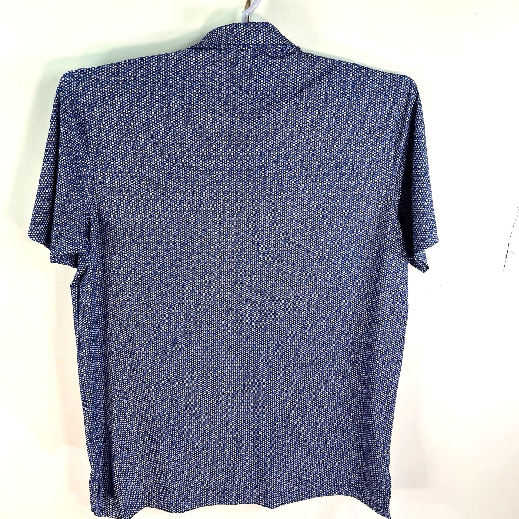 Peter Millar Peter Millar Southern Comfort Polo Mens L Geometric Blue Embroidered Logo Knit Short Sleeve Polo Shirt - Golf, Casual Size US L / EU 52-54 / 3 - 6 Thumbnail