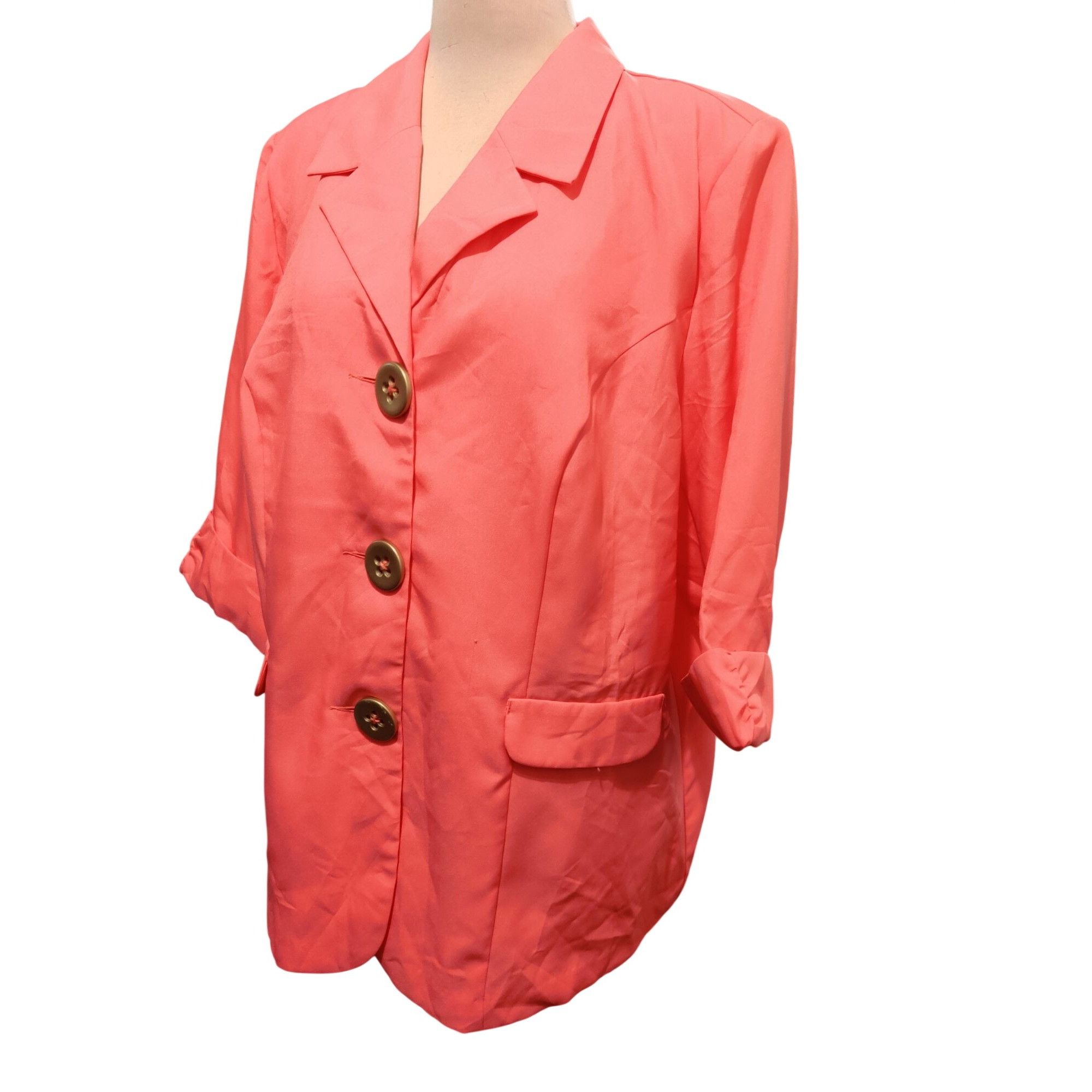 & Other Stories Allison Woods 22W Coral Button Front Plus Size Power Blazer Size 3XL / US 20-22 - 11 Thumbnail