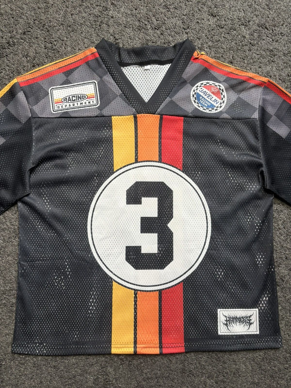 Japanese Brand Vintage oversize number 3 racing black red football jersey Size US L / EU 52-54 / 3 - 4 Thumbnail