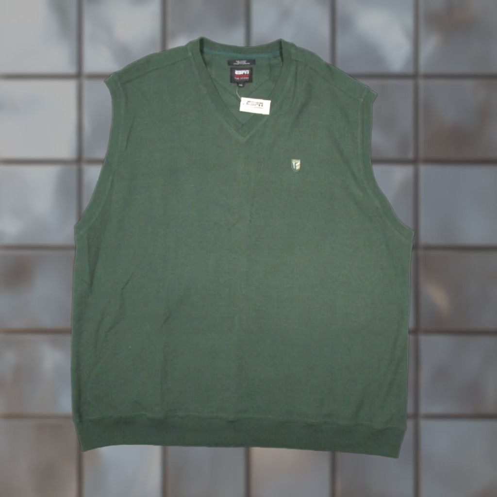 Vintage VINTAGE ESPN THE STORE Mens Green Sleeveless Pullover V Neck Sweater Knit 2XL XXL Logo Embroidered Golf Classic 90s Retro Sports Size US XXL / EU 58 / 5 - 1 Thumbnail