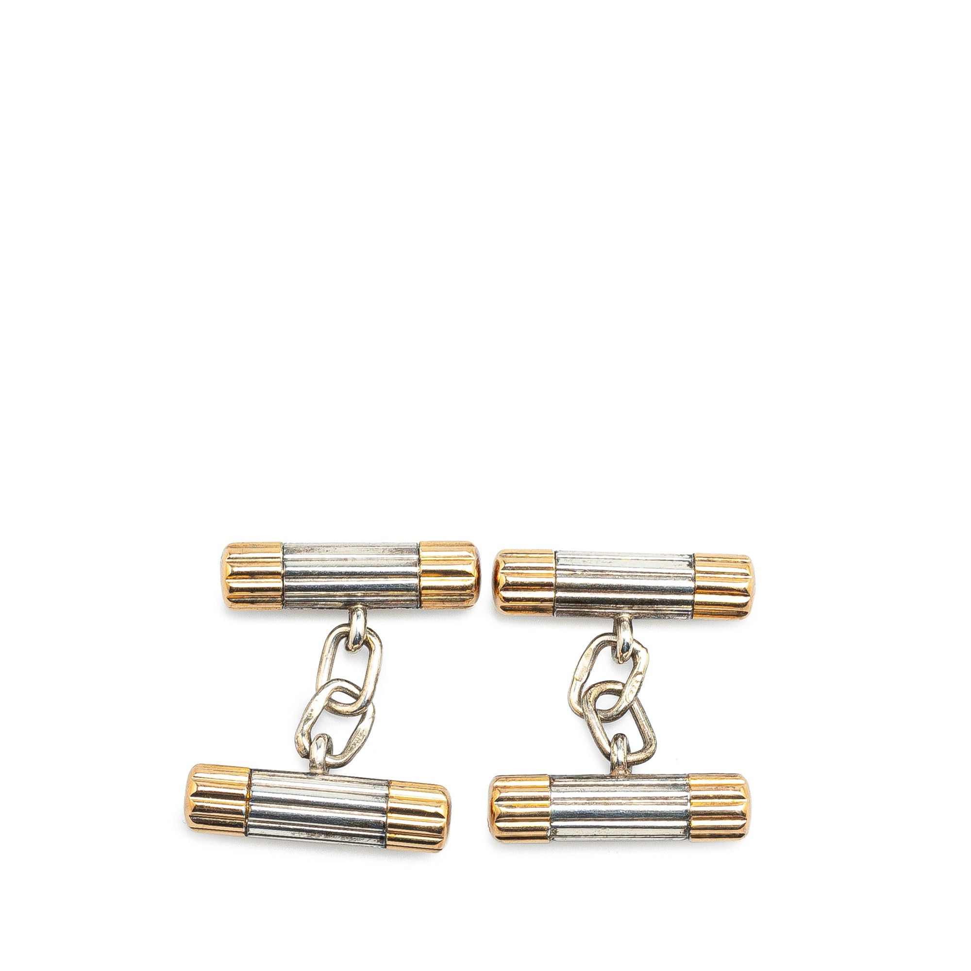 Tiffany & Co. Tiffany Silver and 18K Yellow Gold Double Bar Chain Cufflinks Silver Size ONE SIZE - 1 Thumbnail