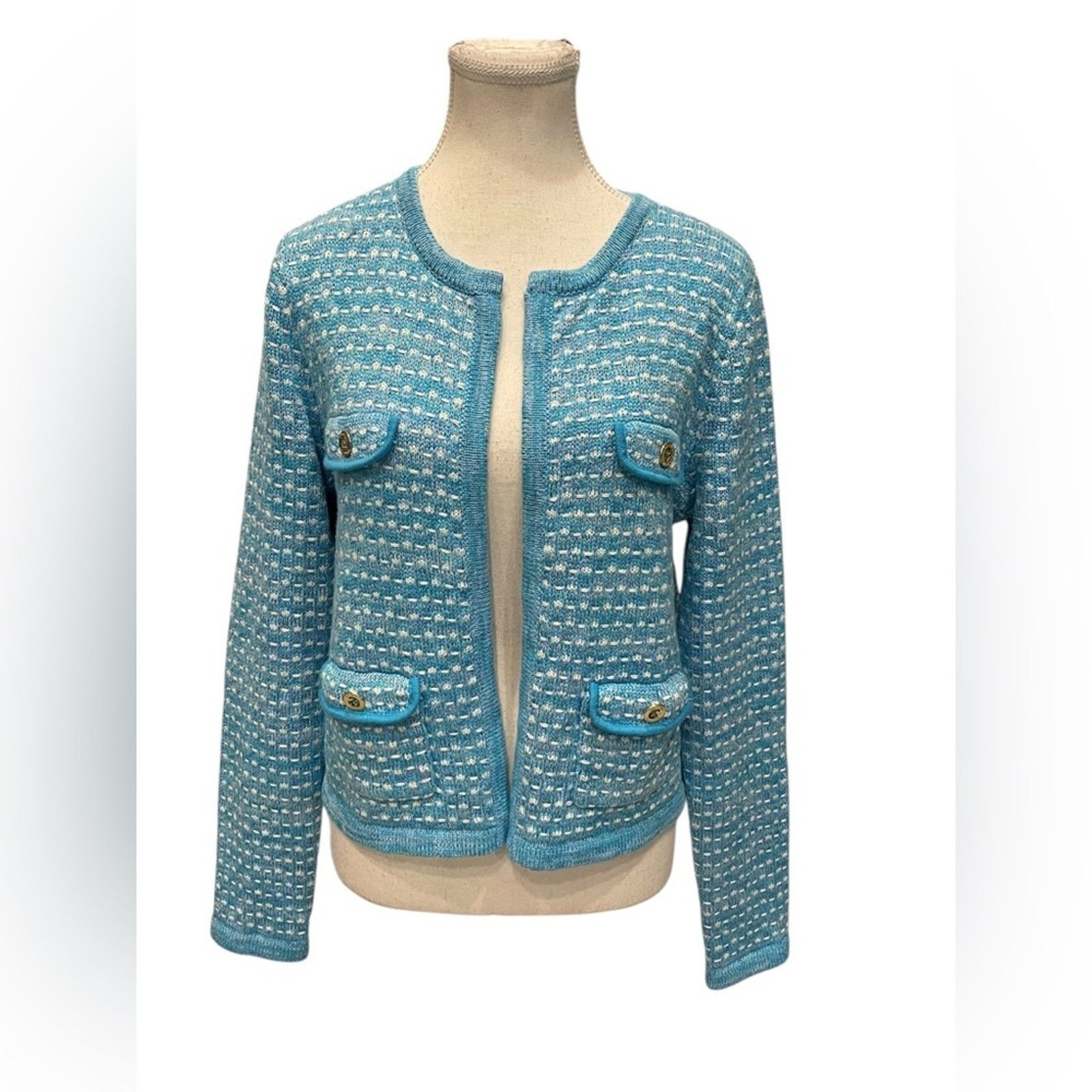 Lilly Pulitzer Lilly Pulitzer BlueMetallic Horizon KIENNA CARDIGAN L NWT Size L / US 10 / IT 46 - 8 Thumbnail