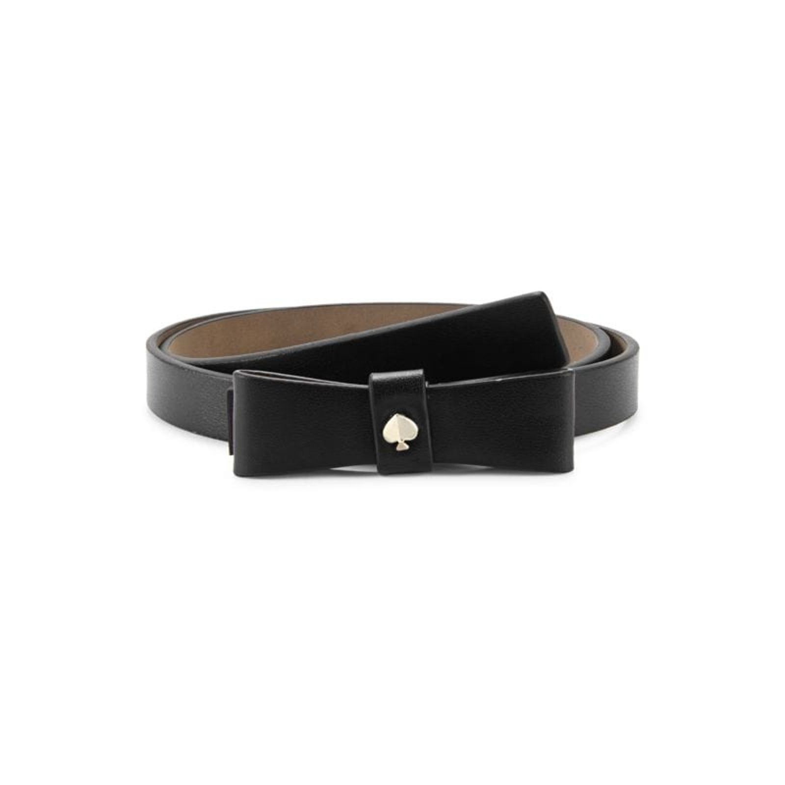 Kate Spade Kate Spade Black Bow with Gold Spade Leather Belt in Medium Size ONE SIZE - 1 Thumbnail