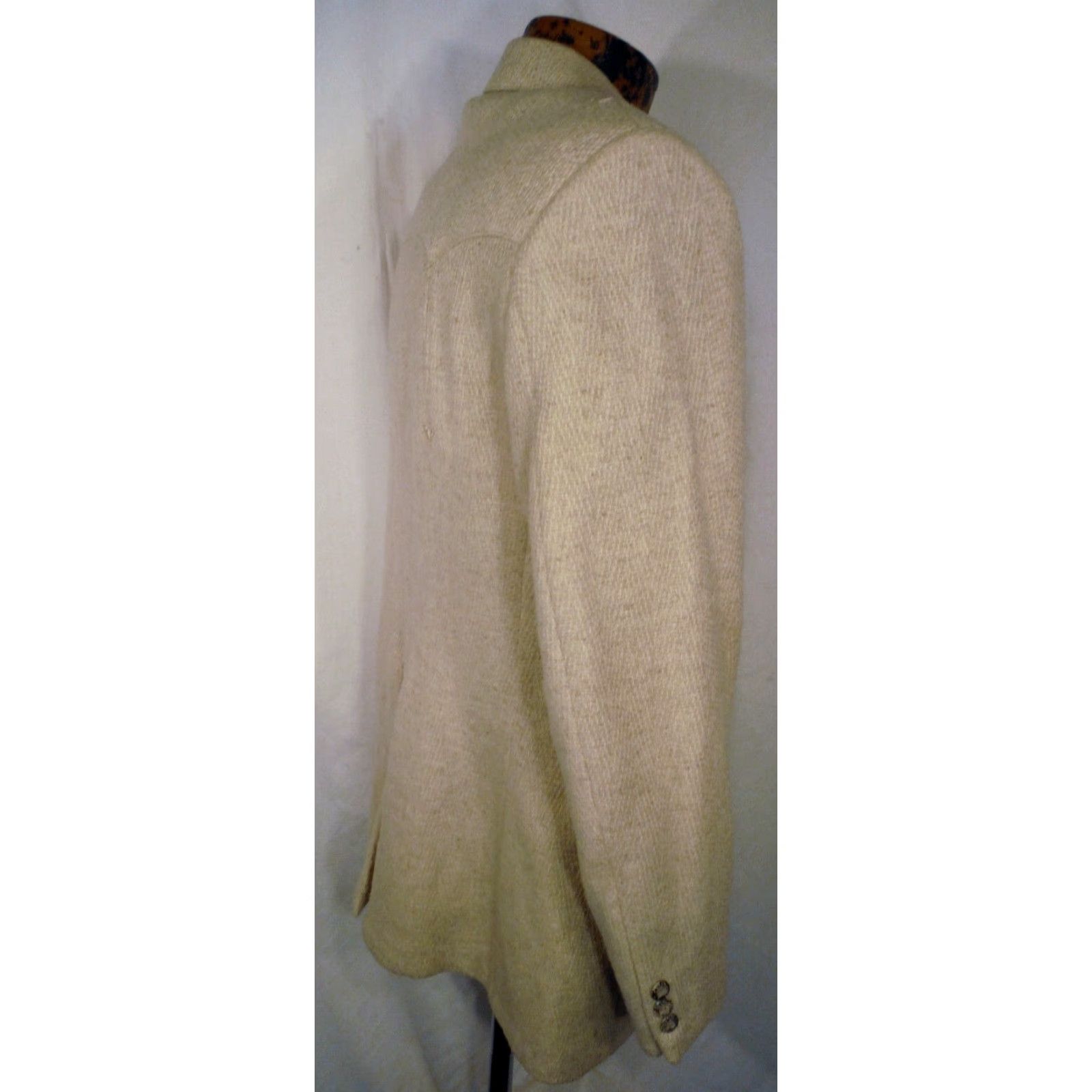 Vintage VINTAGE LEVIS WESTERN WEAR 2 BUTTON CREAM WOOL TWEED MENS BLAZER COAT JACKET 40 Size 40R - 5 Thumbnail
