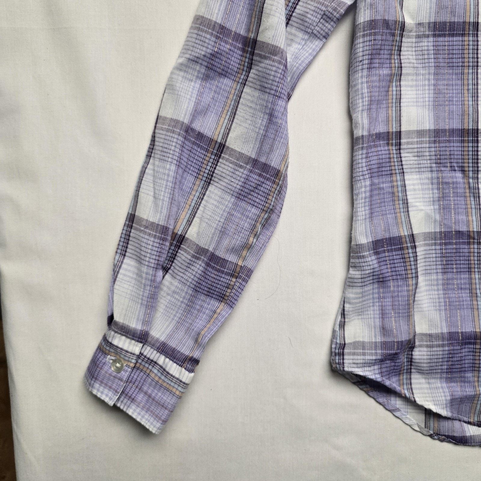 Vintage Vintage Accent Shirt S Purple Plaid Lurex Button Down 80s Size S / US 4 / IT 40 - 8 Thumbnail
