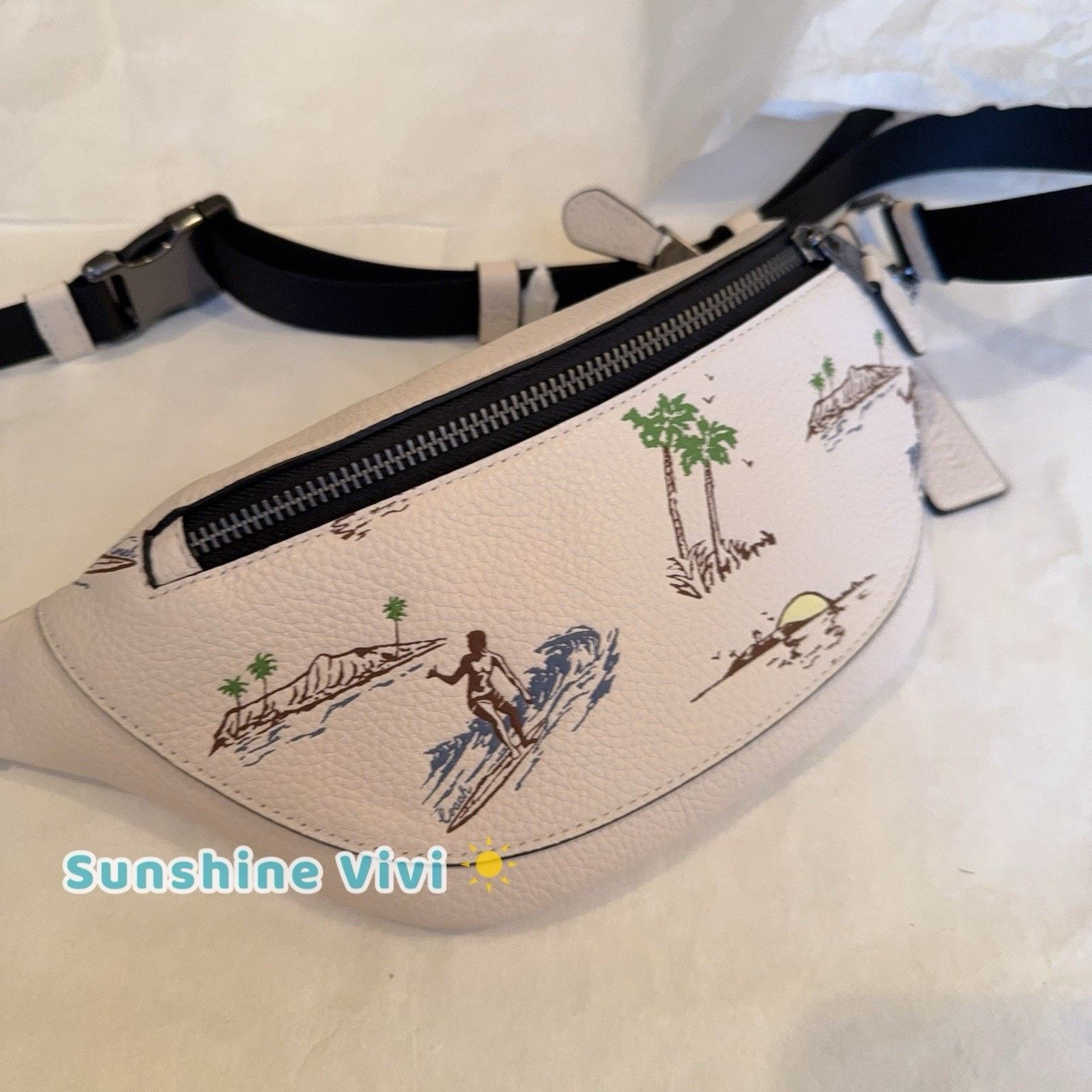 Coach NWT Coach Warren Mini Belt Bag Surf Print CBI28 Chalk Multi Size ONE SIZE - 2 Thumbnail