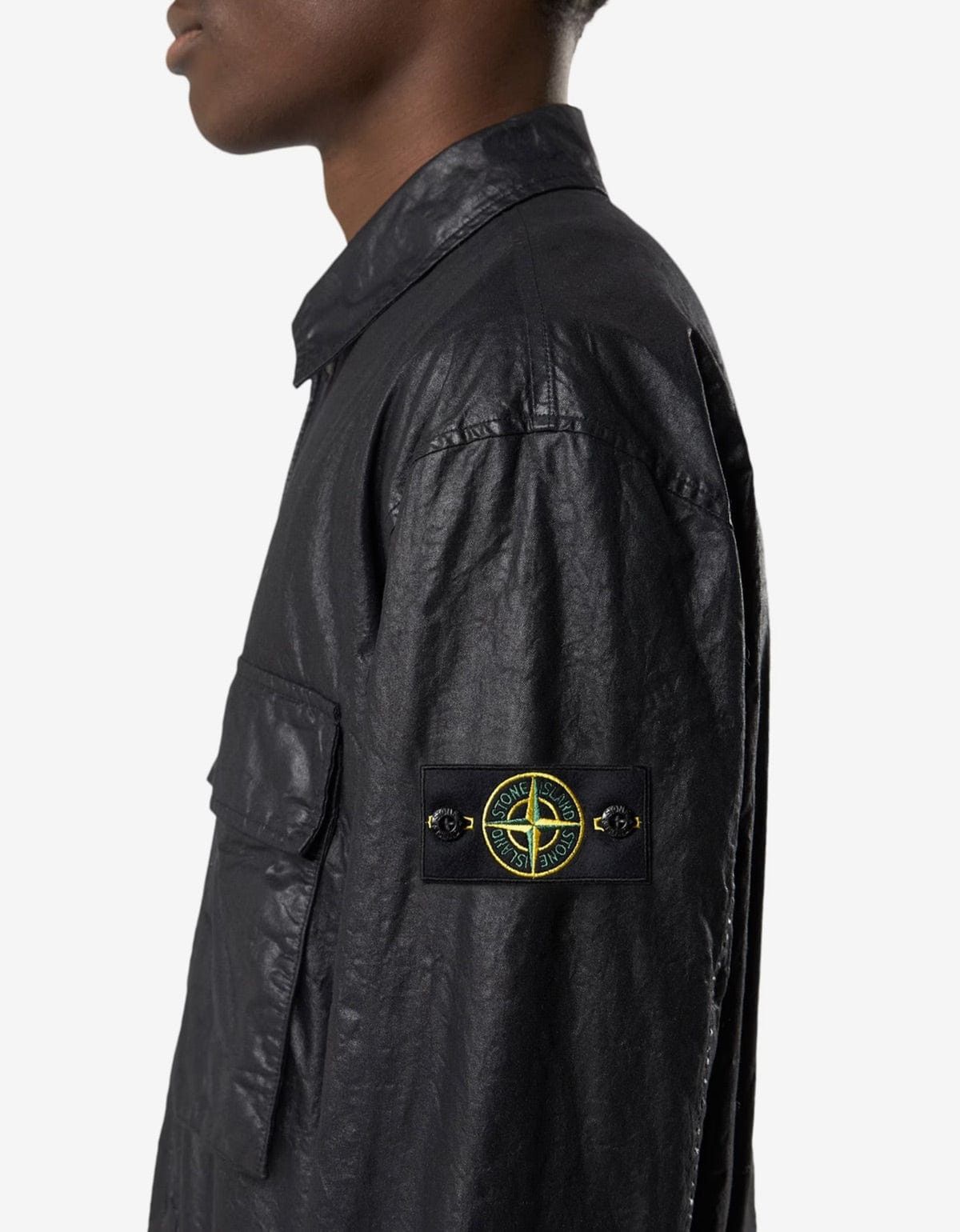 Stone Island Stone Island Black Nylon Panama-TC Overshirt Size US L / EU 52-54 / 3 - 3 Thumbnail