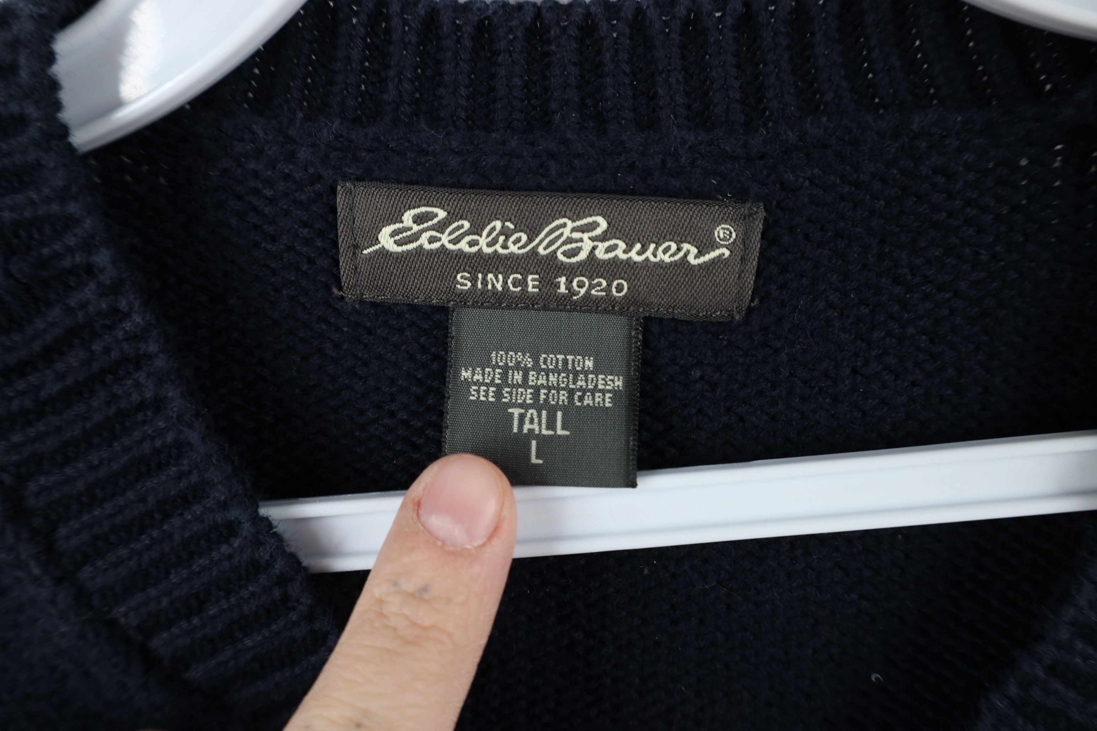 Eddie Bauer × Vintage Vintage Eddie Bauer Distressed Cotton Knit V-Neck Sweater Size US L / EU 52-54 / 3 - 6 Thumbnail