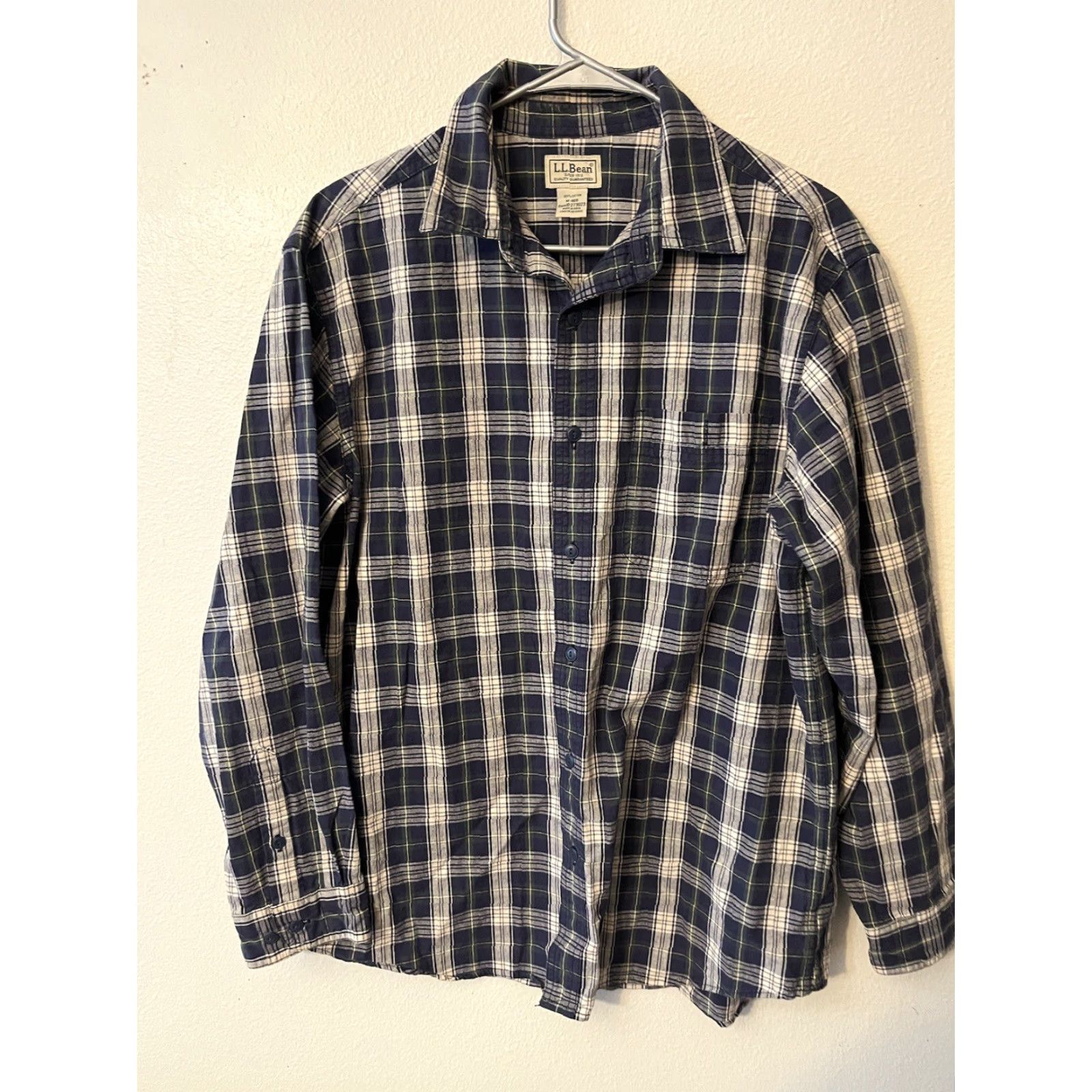 Vintage LL Bean Traditional Fit Plaid 100% Cotton Long Sleeve Button Down Shirt M Blue Men Shirt Button-Up Classic Pocket Size US M / EU 48-50 / 2 - 2 Thumbnail