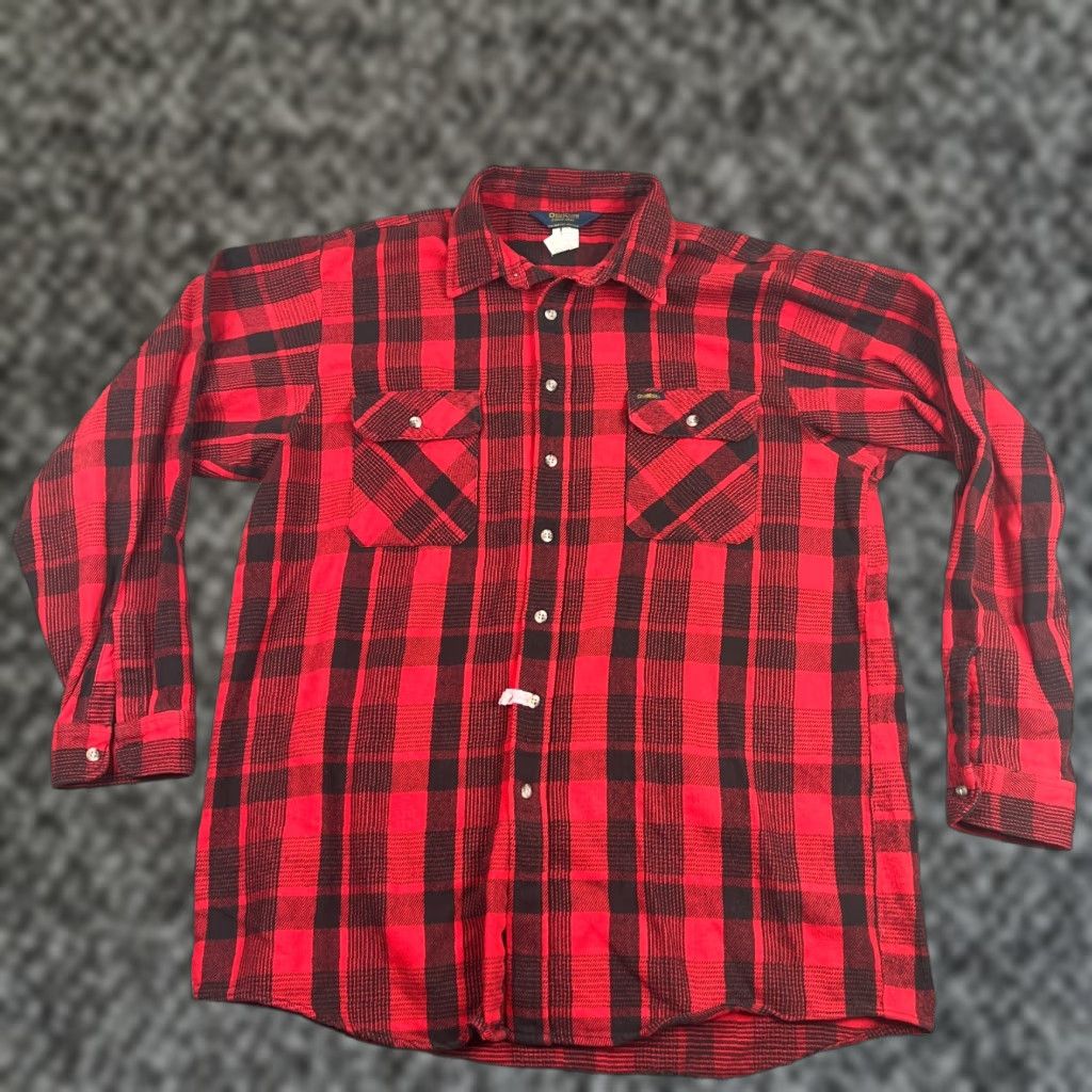 Vintage VINTAGE OshKosh B'gosh Flannel Shirt Mens XLT Red Plaid Button-Up Grunge Size US XL / EU 56 / 4 - 1 Thumbnail