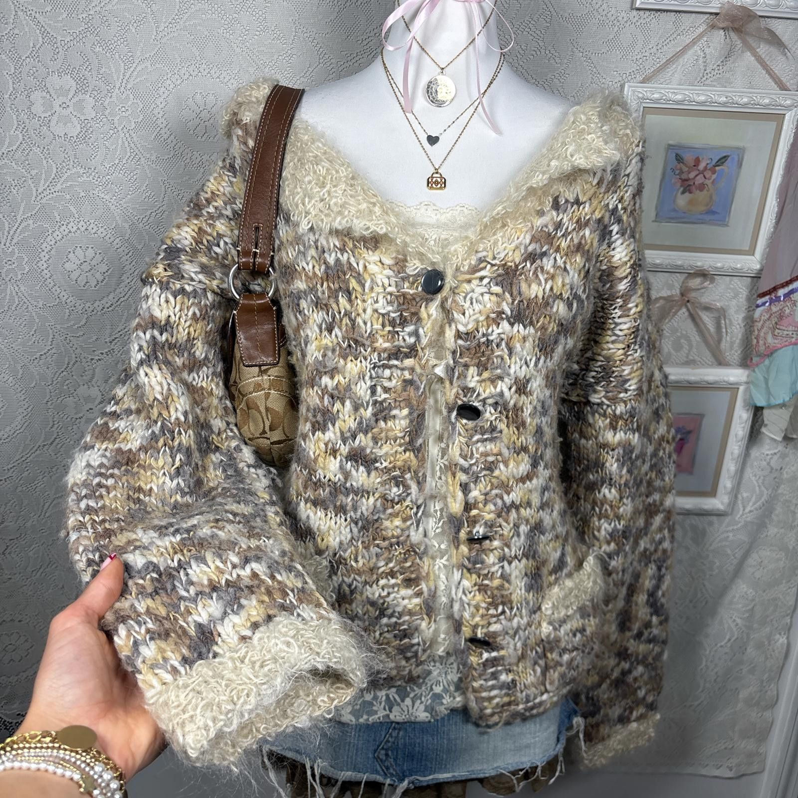 Other vintage wool knit cozy cardigan sweater Size M / US 6-8 / IT 42-44 - 4 Thumbnail