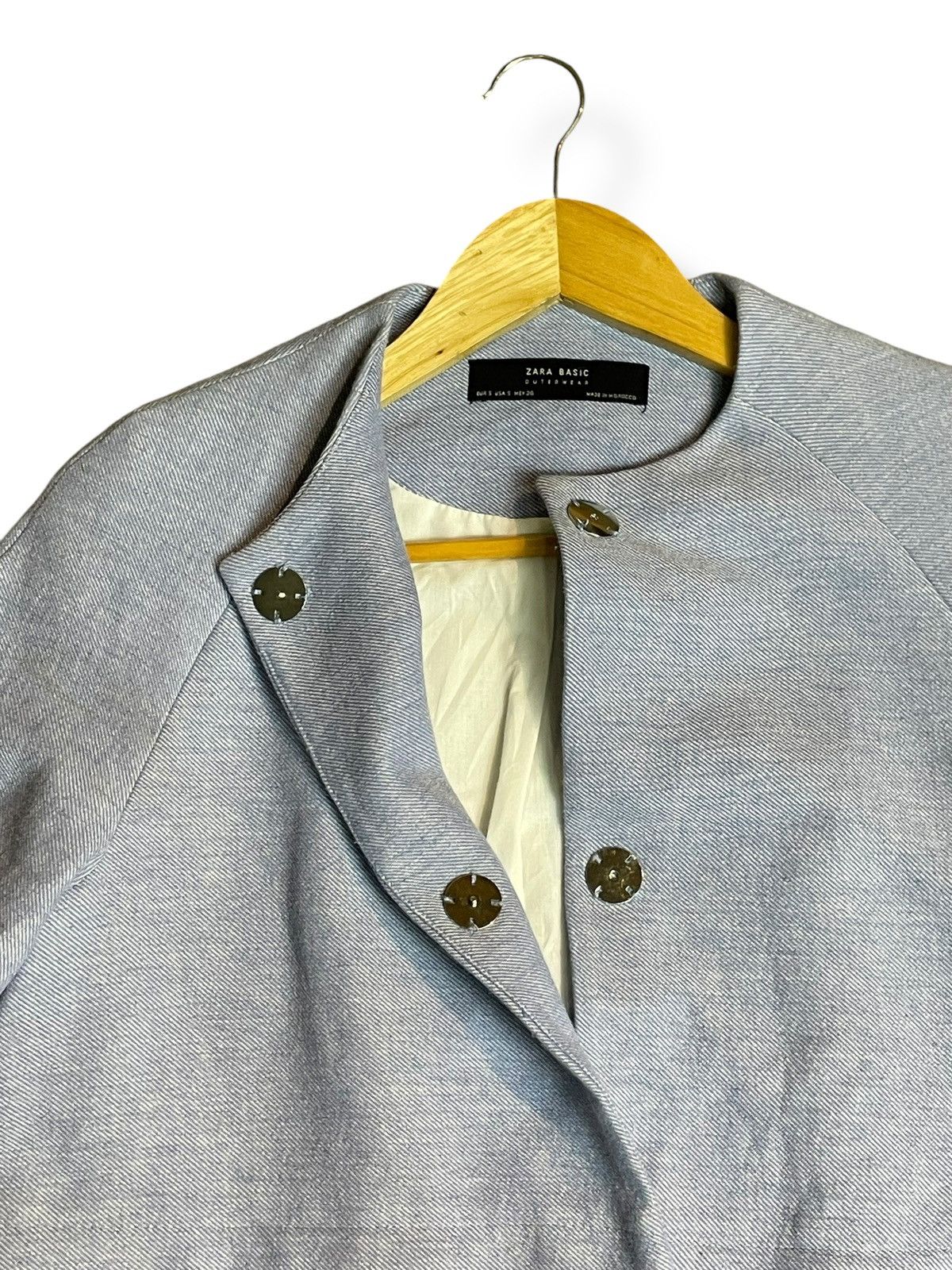 Vintage × Zara Zara x Casual Blue Frayed Hem Long Coat (26) Size US S / EU 44-46 / 1 - 5 Thumbnail
