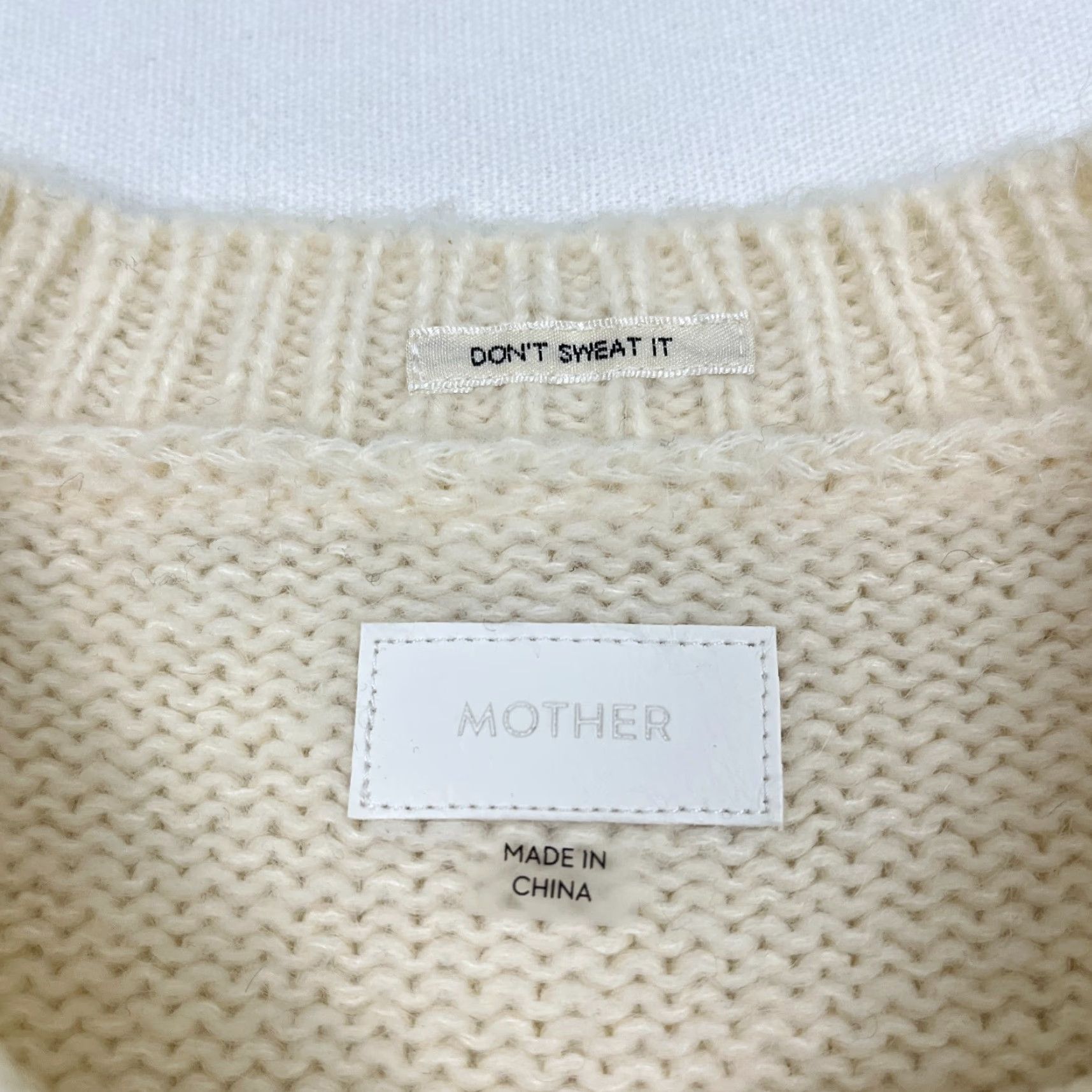 MOTHER VINTAGE Mother Earn Your Stripes Jumper Sweater Womens Small Cream Tiger Alpaca Crewneck Size S / US 4 / IT 40 - 3 Thumbnail