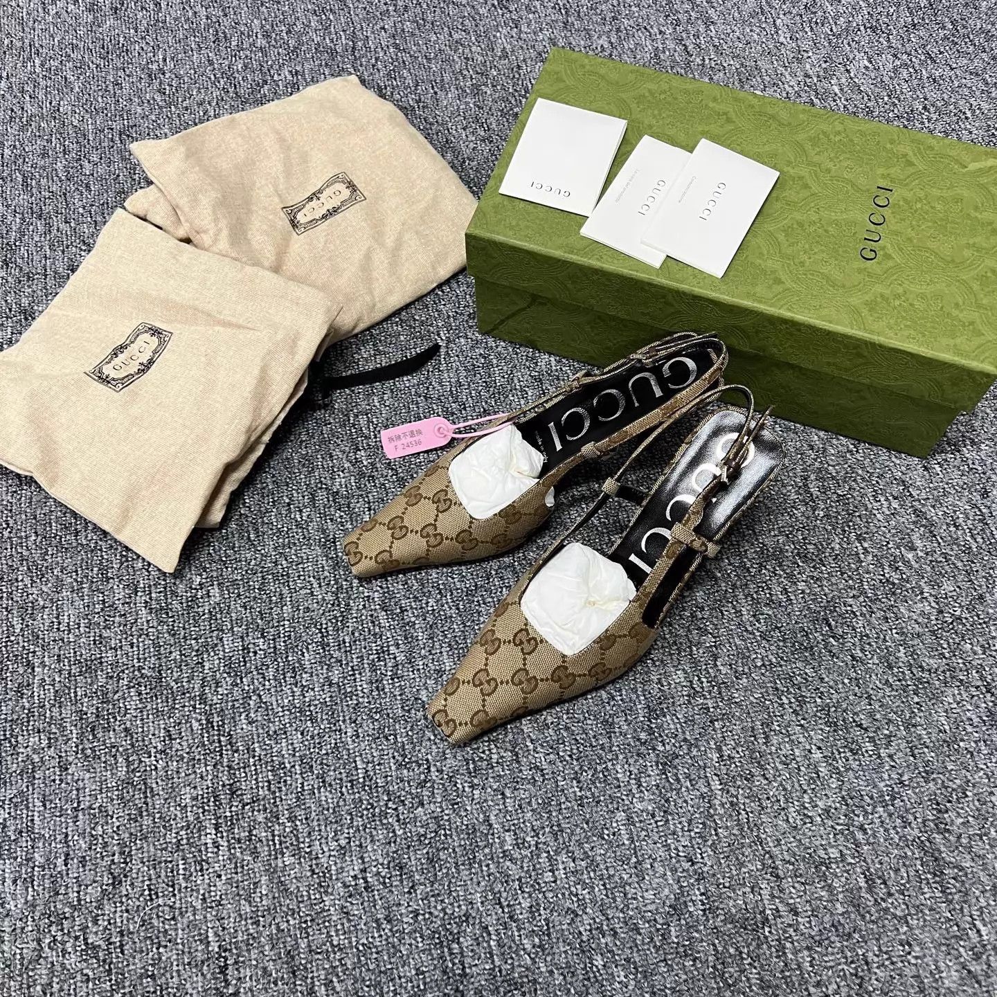 Gucci Gucci GG Monogram Square Toe Kitten 37 EU (Worn Once) Size US 6.5 / IT 36.5 - 1 Thumbnail