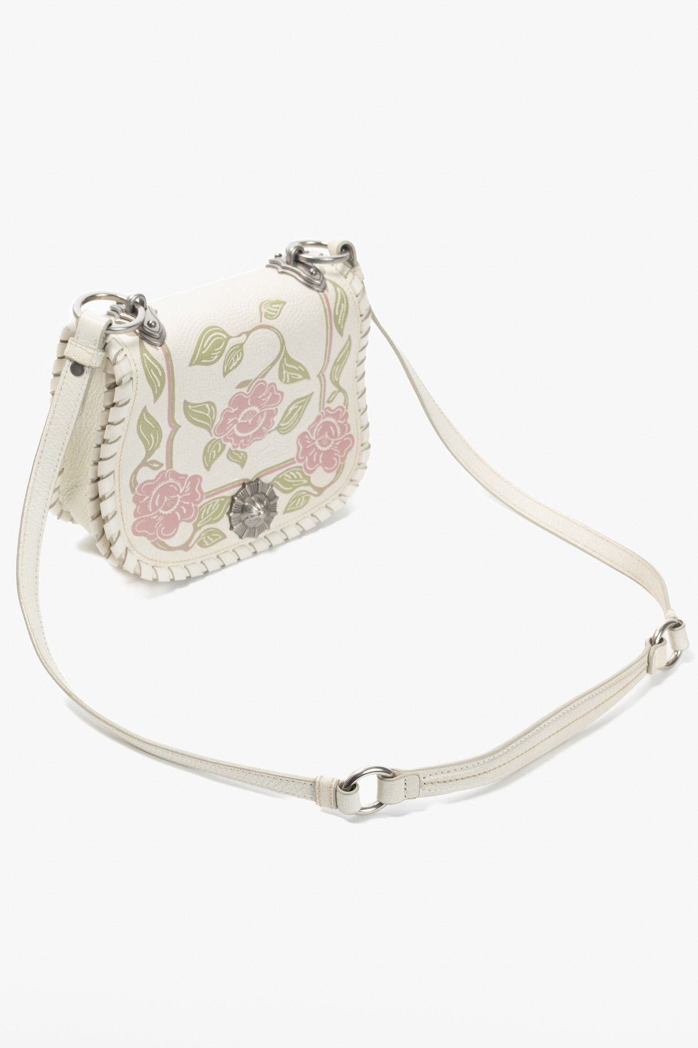 Miu Miu Miu Miu Madras Flora Leather Whipstitch Flap Crossbody Size ONE SIZE - 6 Thumbnail