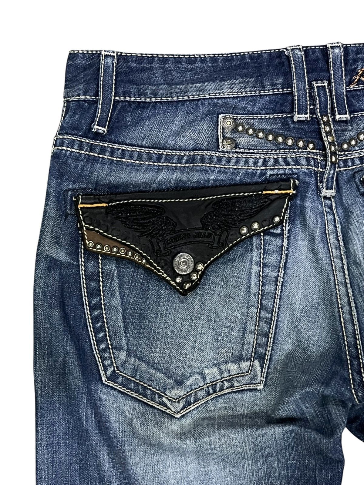 Asspizza × Robins Jeans 🔥Robin's Jean Studded Flap Distressed Denim USA Made (W33) Size US 33 - 10 Thumbnail