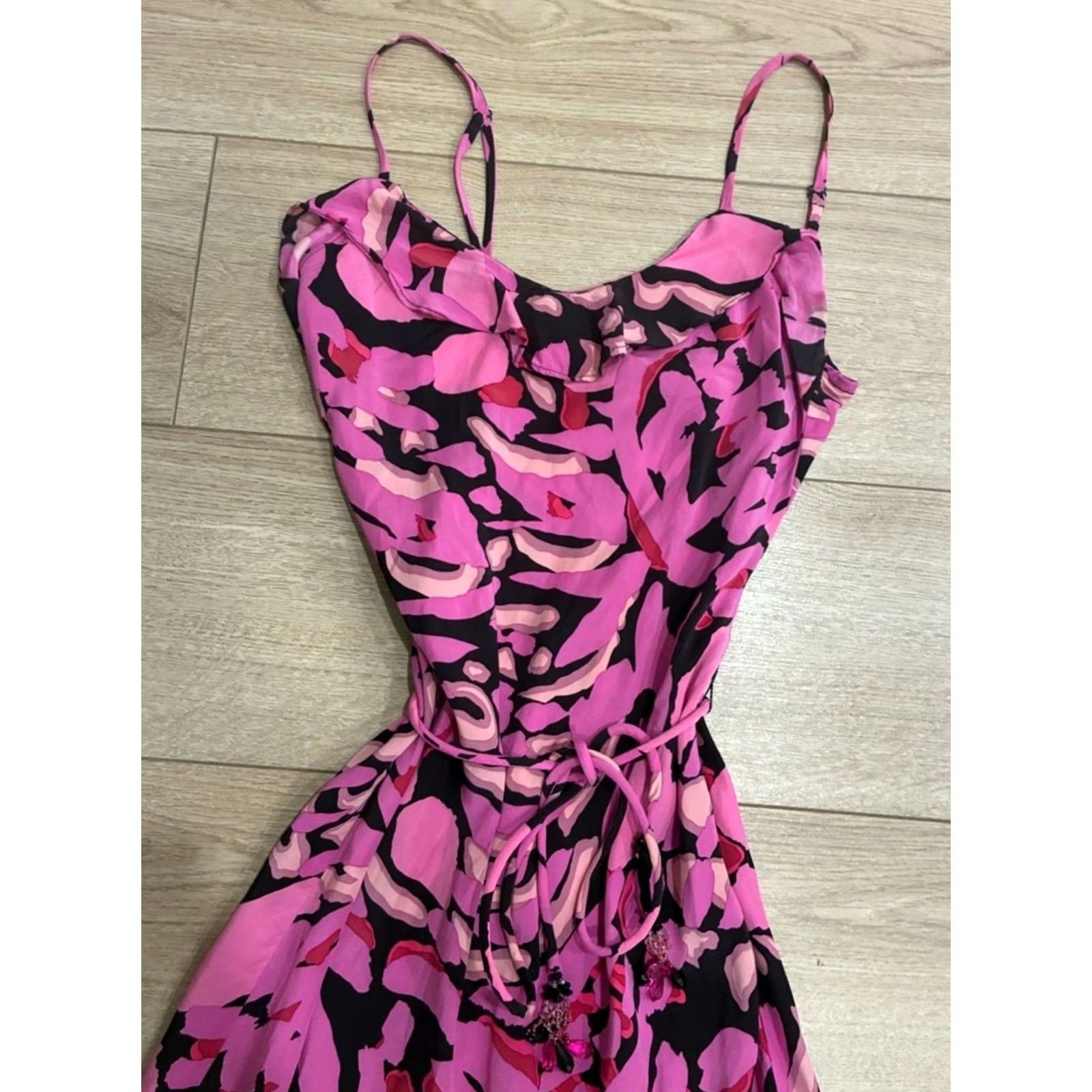 Betsey Johnson VINTAGE Betsey Johnson Black Label Silk Pink Midi Slip Dress Ruffle Size M Womens A-Line Midi Dress Pink Size M / US 6-8 / IT 42-44 - 2 Thumbnail