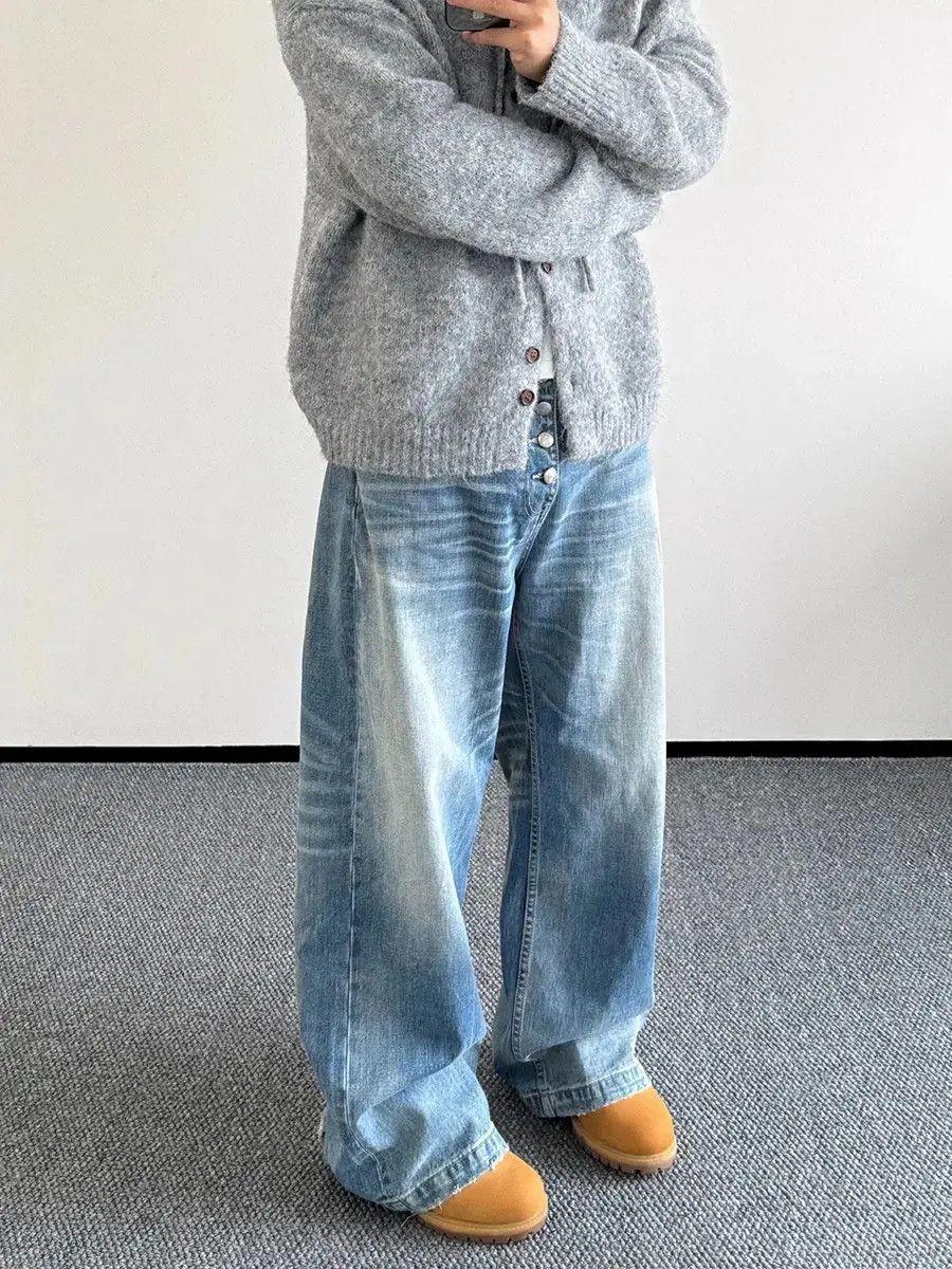 Japanese Brand Retro casual loose washed breasted jeans Size US 32 / EU 48 - 4 Thumbnail