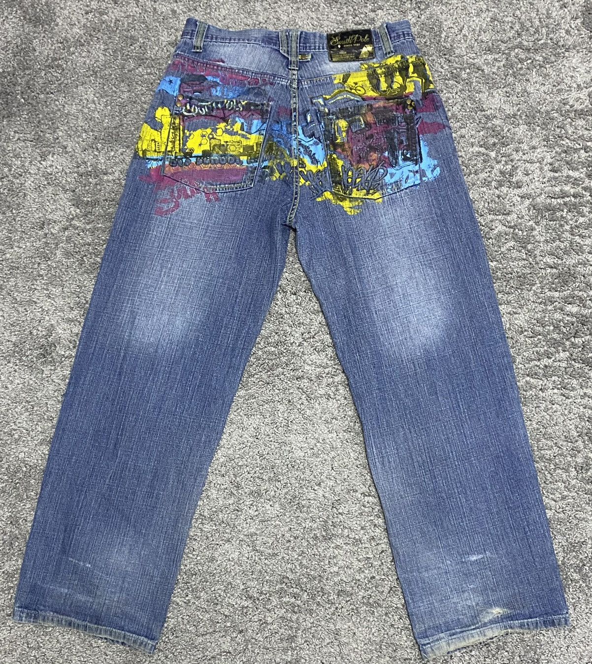 image of Southpole x Vintage Crazy Vintage Y2K Baggy South Pole Style Skater Rap Jeans in Denim (Size 34)