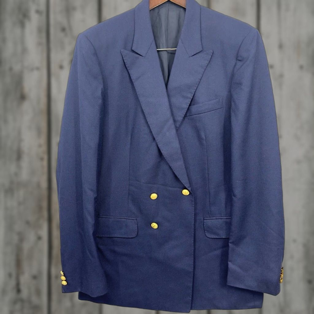 VTG WAIN SHIELL Saville Row Blazer Coat Mens Medium BESPOKE 38 R? Navy Preppy