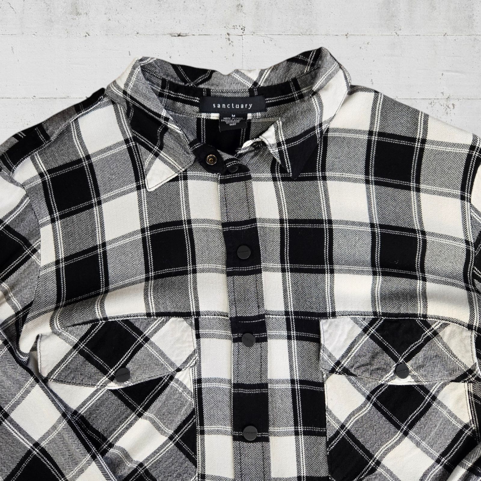Sanctuary Sanctuary Black Plaid Boyfriend Flannel Size Medium Size M / US 6-8 / IT 42-44 - 5 Thumbnail