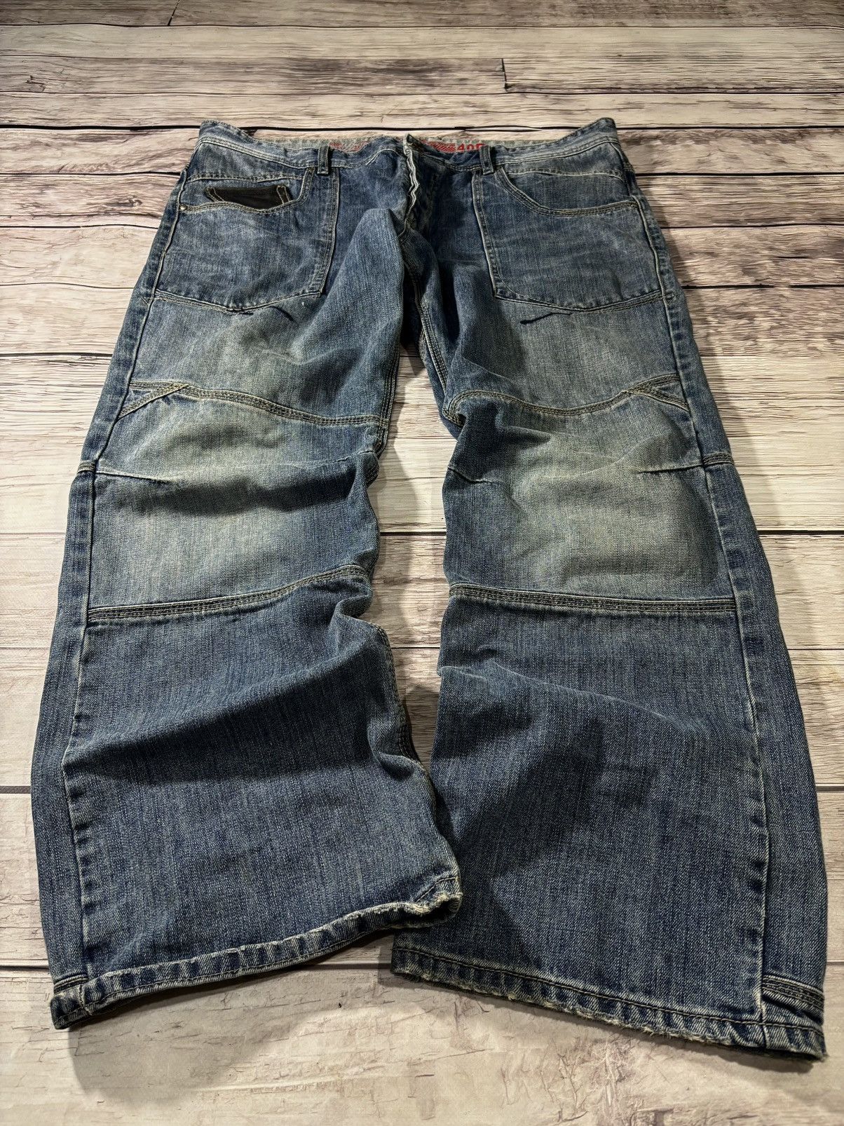 Japanese Brand Vintage Baggy Rap sk8 Jnco Style Washed ENGLAND Jeans y2k Size US 34 / EU 50 - 3 Thumbnail