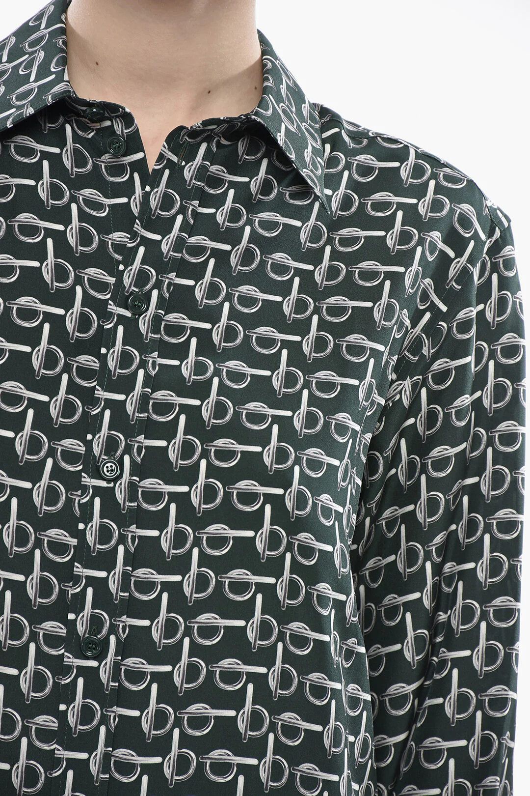 Burberry og1mm0426 Printed Silk Blouse in Green Size XS / US 0-2 / IT 36-38 - 3 Thumbnail