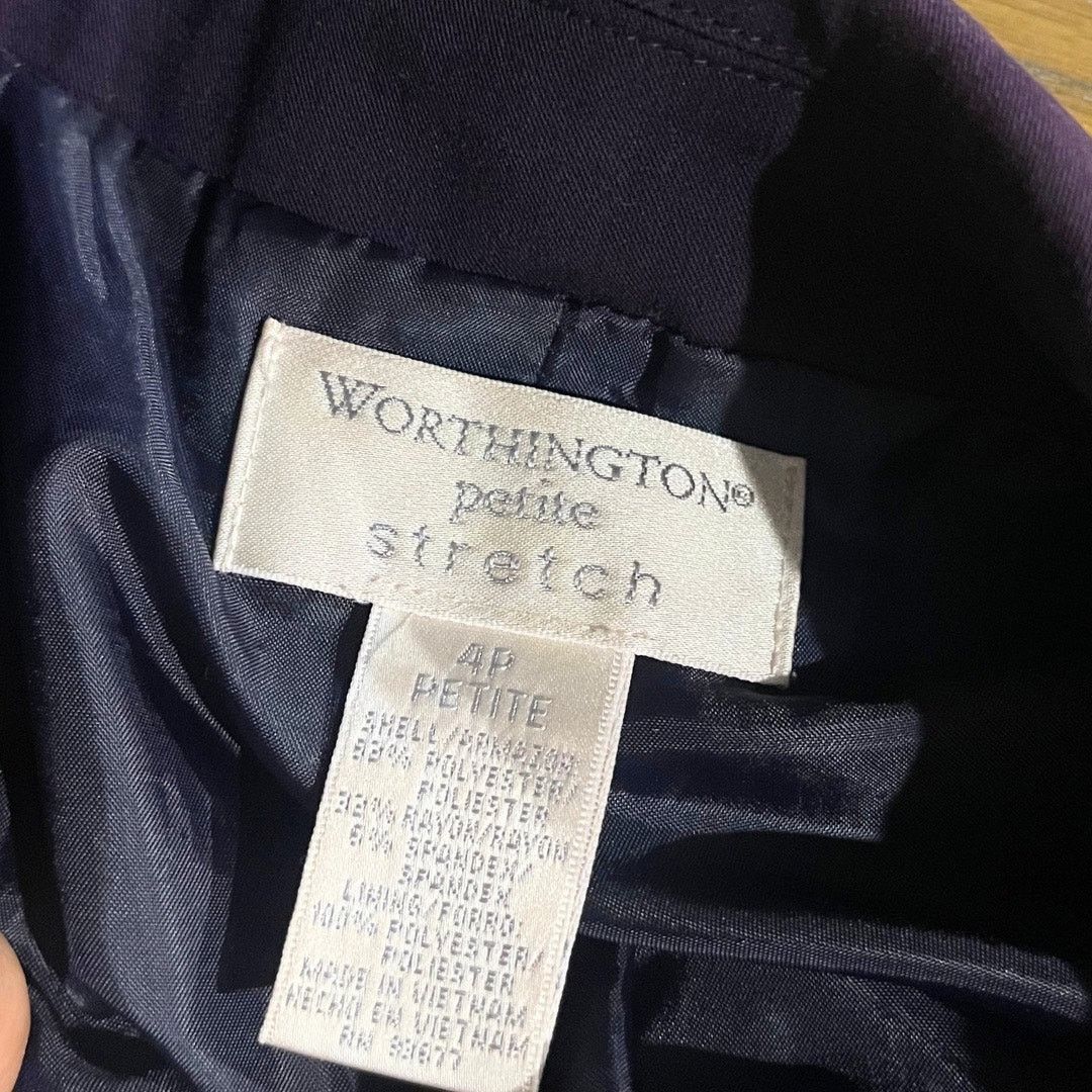 Worthington Worthington Petite Purple One Button Blazer 4P Career Office Size S / US 4 / IT 40 - 4 Thumbnail