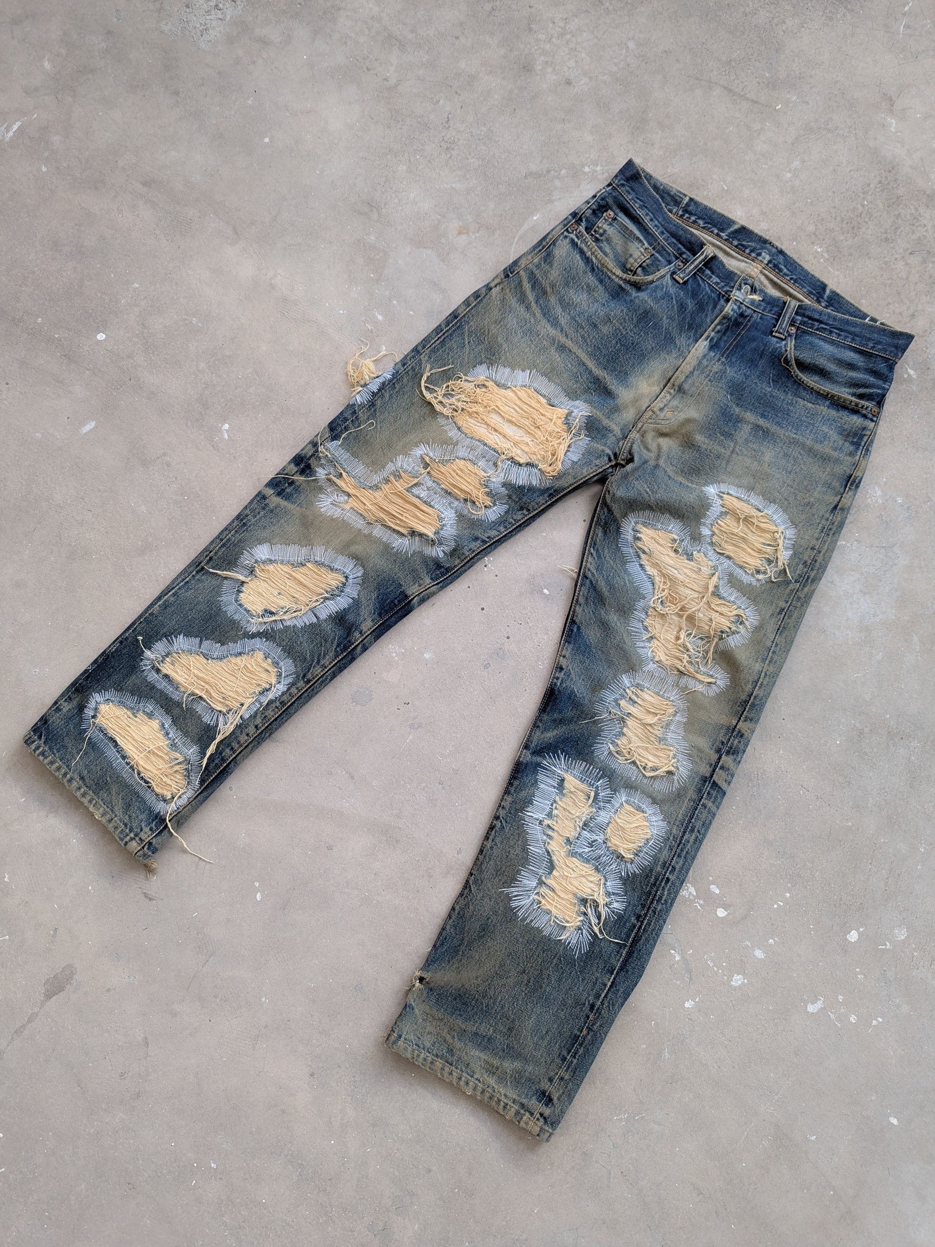 Sugar Cane × Vintage Vintage 90s Sugar Cane Selvedge Distressed Denim Size US 34 / EU 50 - 2 Thumbnail