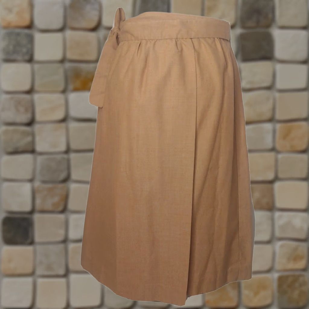 Nique VINTAGE Handmade Skirt wrap Midi Brown OSFM Tie Womens Hippie Bohemian Nature Cottagecore Fall Spring Summer 25.5" long Size 42" / US 20 - 1 Thumbnail