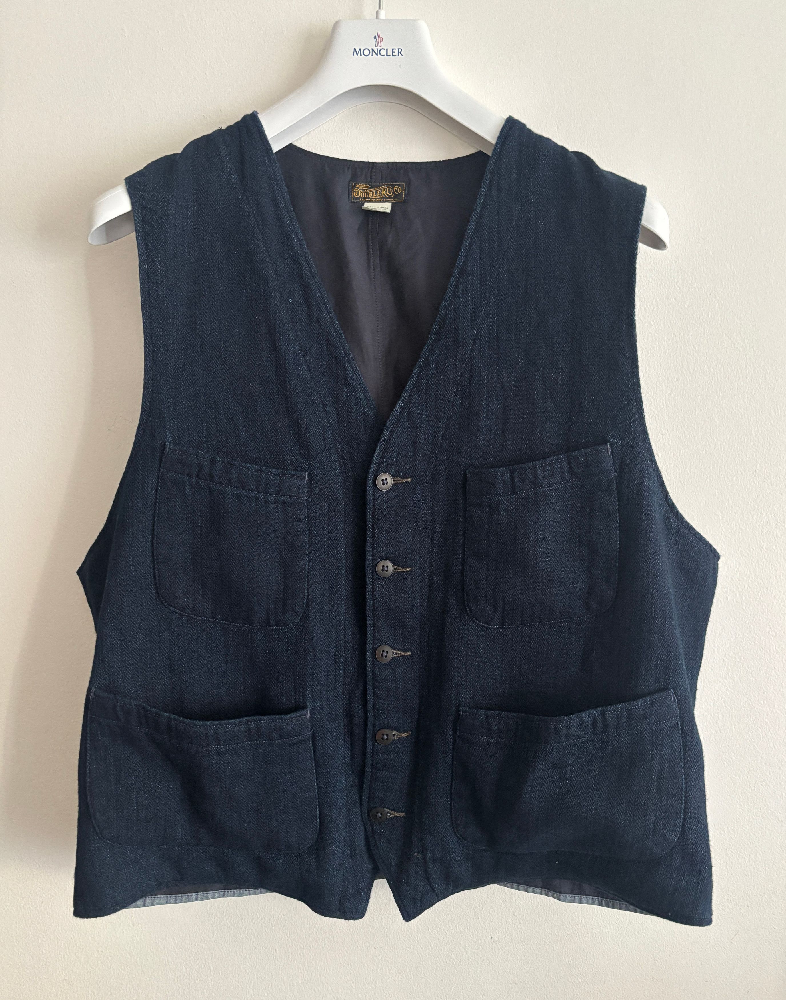 RRL Ralph Lauren $460 Indigo Navy Blue Herringbone Vest/Waistcoat - XL Size US XL / EU 56 / 4 - 3 Thumbnail