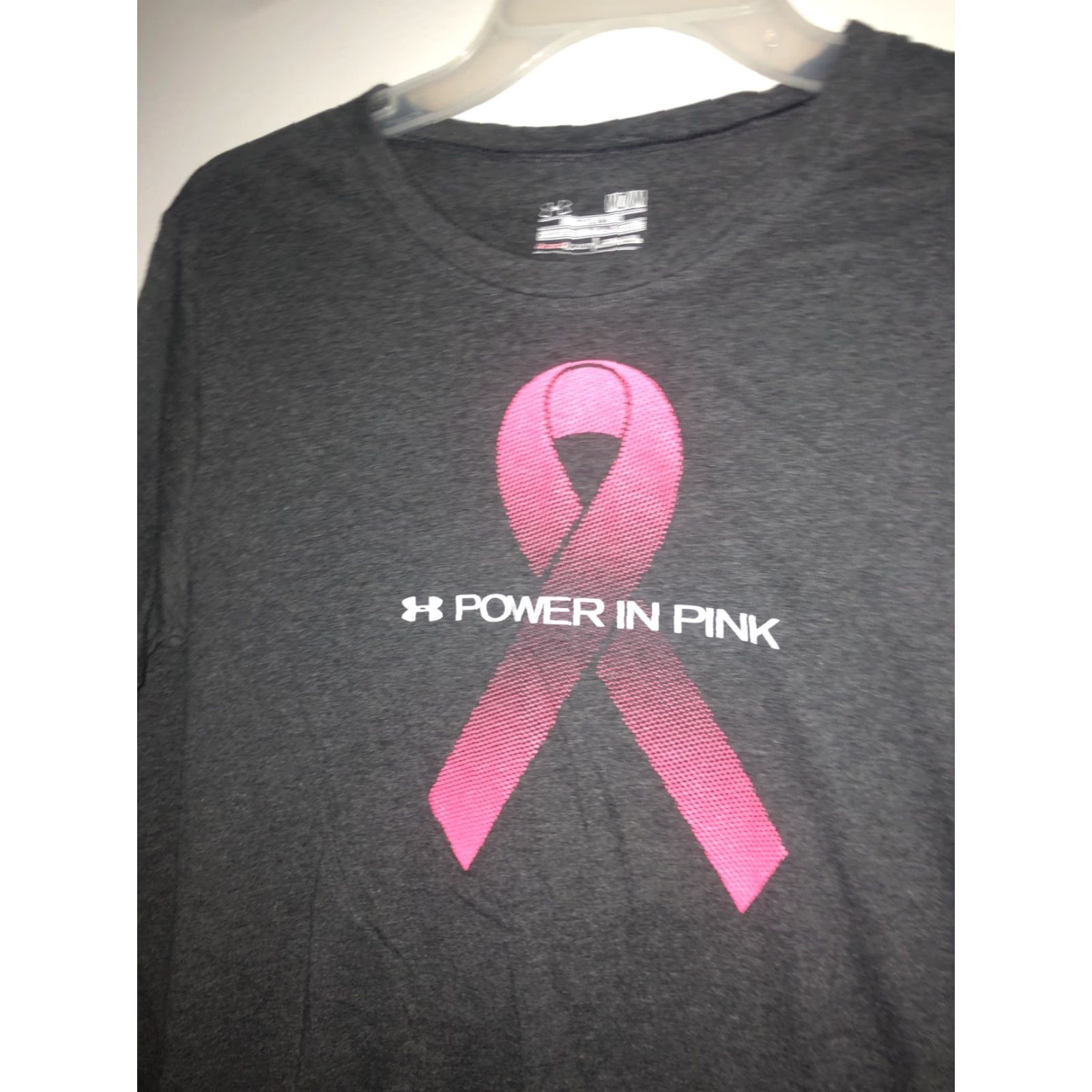 Under Armour UNDER ARMOUR POWER IN PINK sz MD Semi Fitted Gray Pink HEATGEAR Logo Shirt Size M / US 6-8 / IT 42-44 - 2 Thumbnail