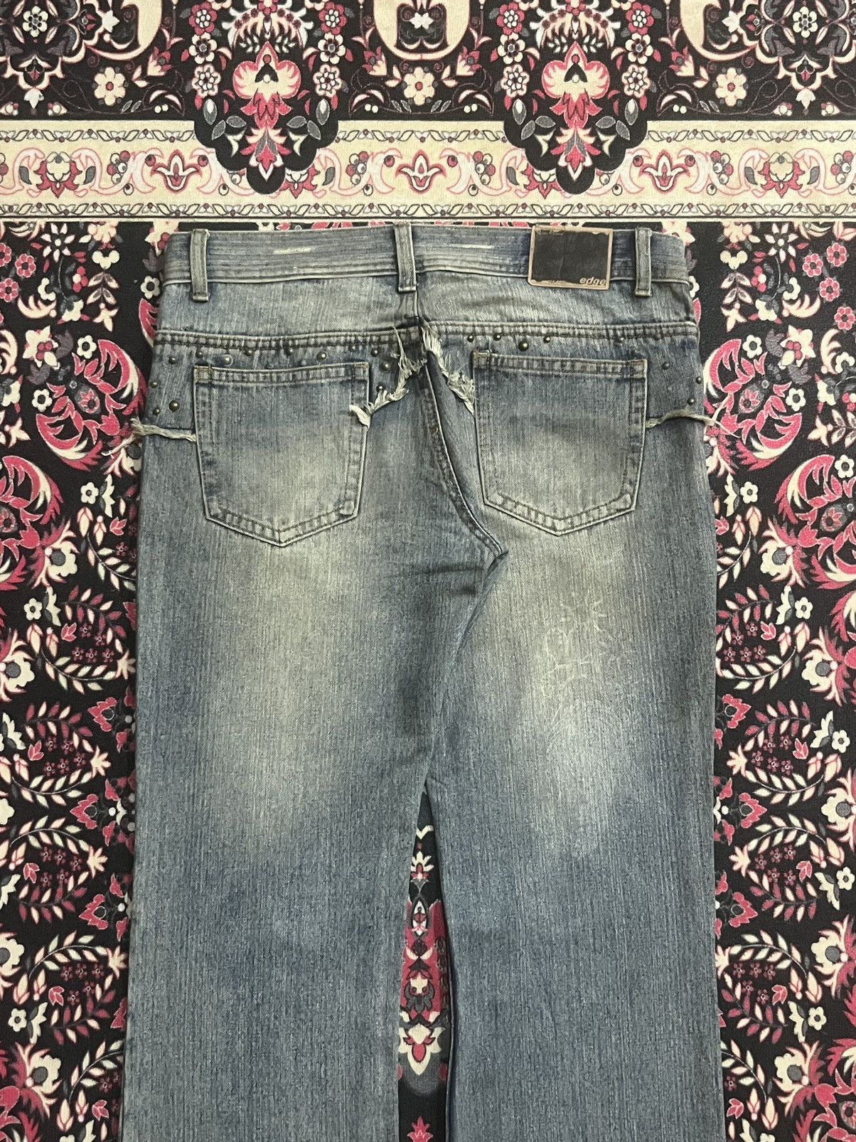 If Six Was Nine Japan Edge Rupert Spider Web Distressed Studded Flare Jeans Size US 34 / EU 50 - 6 Thumbnail