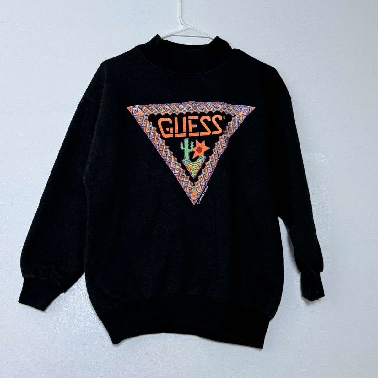 Guess Vtg 80s Guess by Georges Marciano Mock Neck Aztec Pullover Size ONE SIZE - 1 Thumbnail