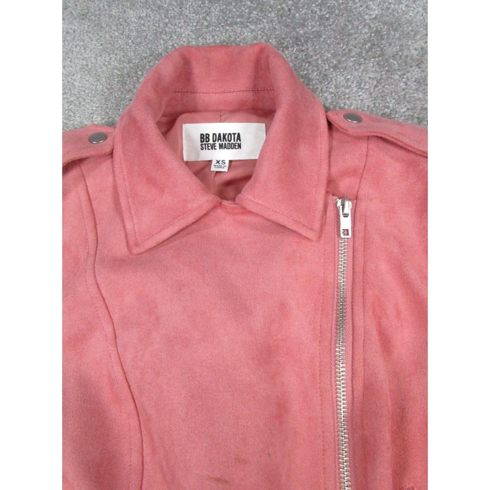 BB Dakota BB Dakota X Steve Madden Jacket Womens XS Pink Faux Suede Full Zip Jacket Motorcycle Style Size XS / US 0-2 / IT 36-38 - 2 Thumbnail