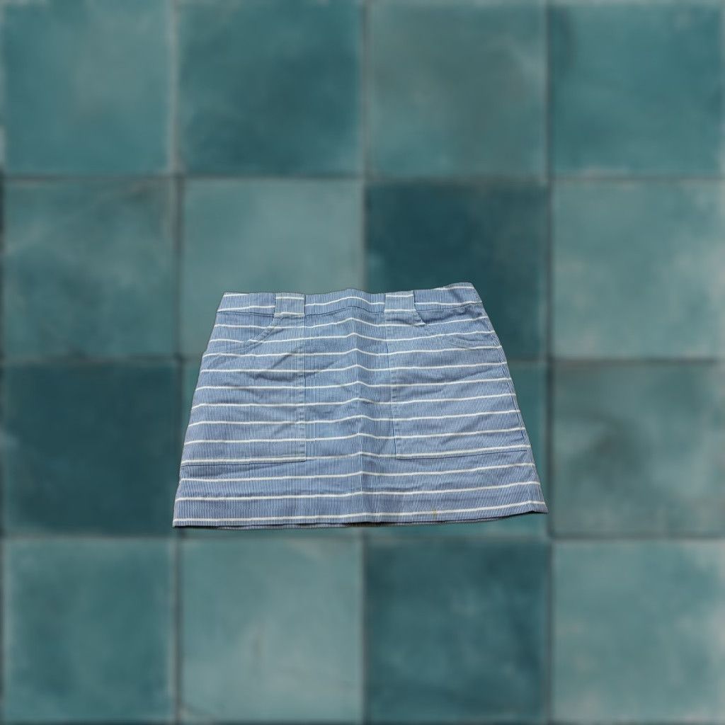 Vintage Kate Spade Saturday Skirt Womens 4 Blue White Stripe Mini Casual Stretch Cotton Size 27" / US 4 / IT 40 - 1 Thumbnail