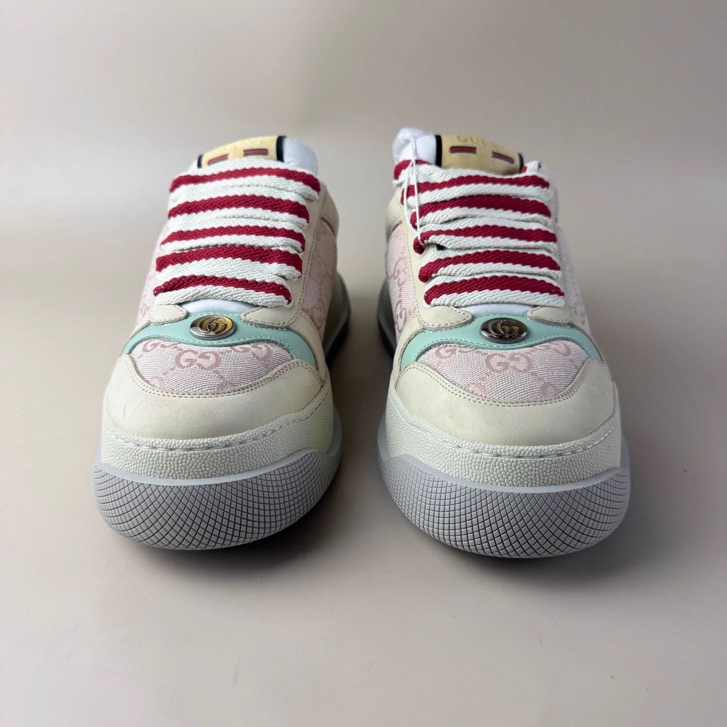 Gucci Gucci Gray Pink Double G Puffy Lace-up Sneaker Size US 8 / IT 38 - 2 Thumbnail