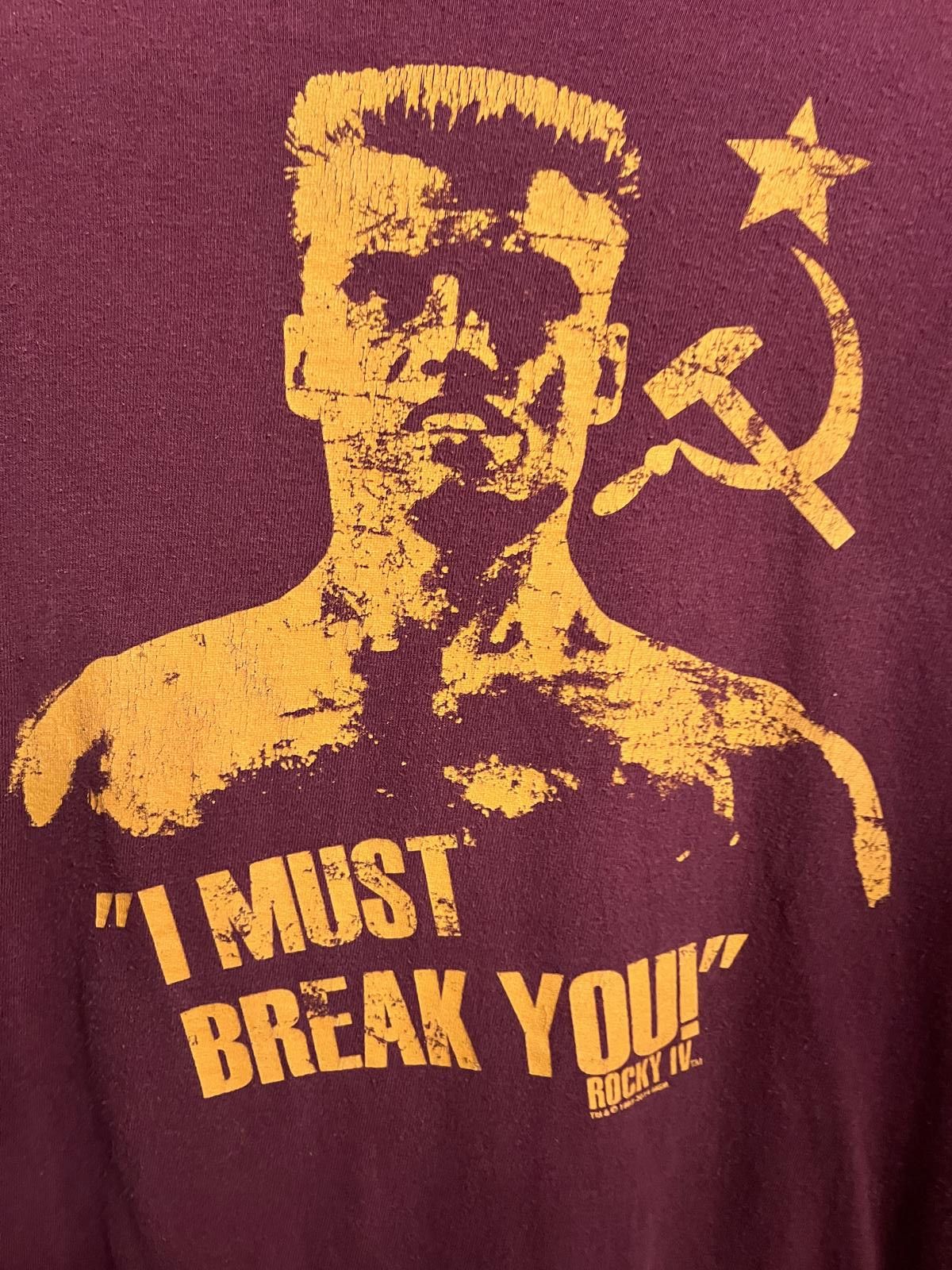 Designer VTG Rocky IV Movie T-shirt Dolph Lundgren I Must Break You Size US XL / EU 56 / 4 - 2 Thumbnail