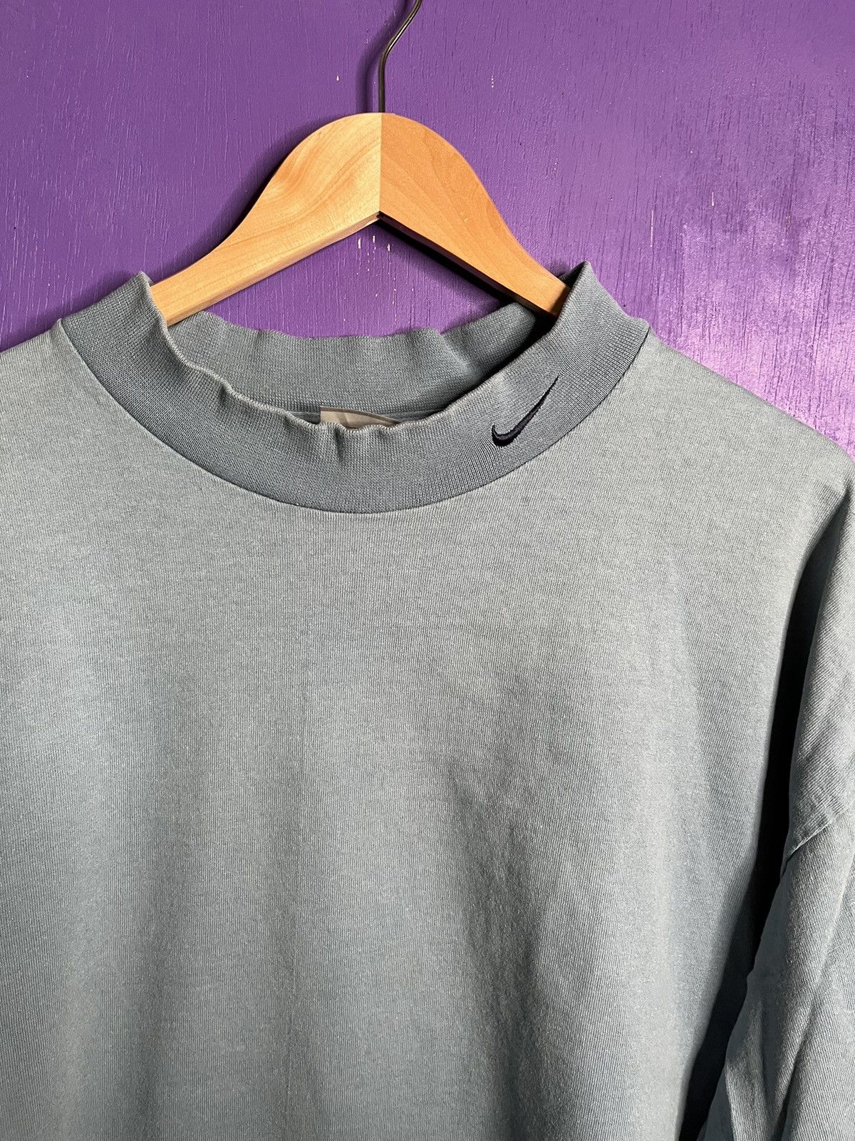 Nike × Vintage Vintage 00s Nike faded blue logo mockneck long-sleeve Size US XXL / EU 58 / 5 - 3 Thumbnail