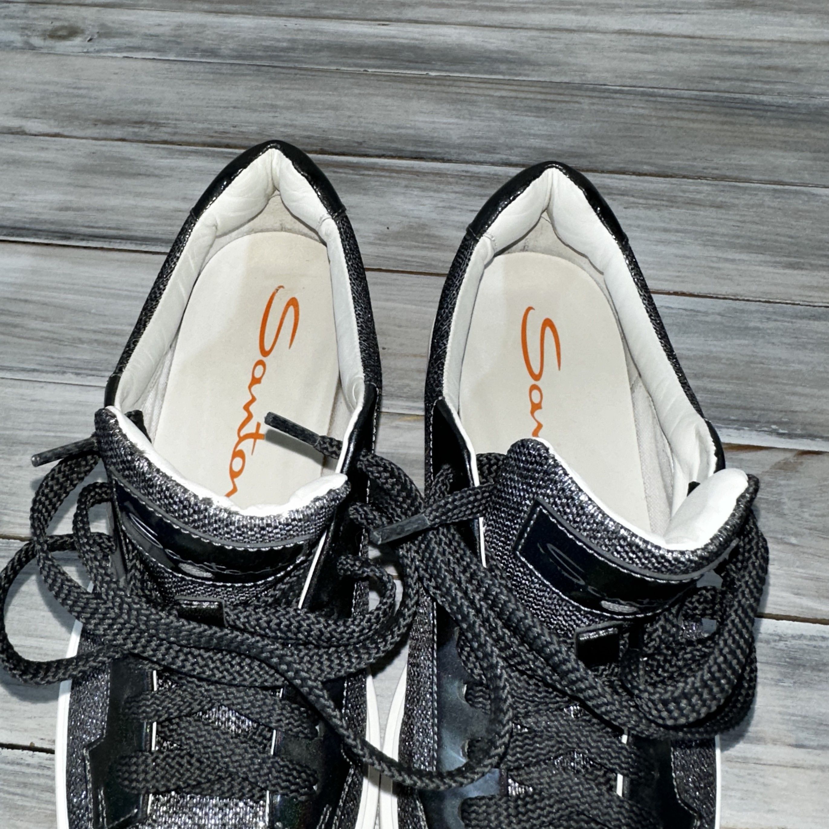 Santoni Santoni Made In Italy Women's Silver Leather Sneakers Luxury Size US 6.5 / IT 36.5 - 9 Thumbnail