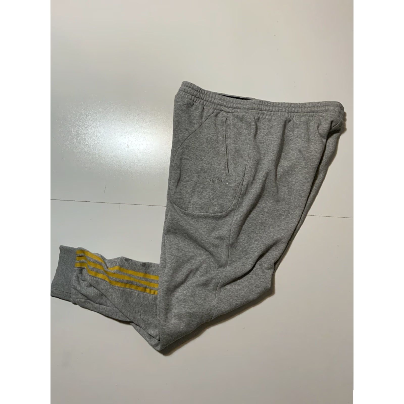 Adidas Adidas Neo Slim Heather Grey 3 Stripes Athletic Track Jogger Sweatpants Sz. L Men Pants Gray Activewear Size US 33 - 4 Thumbnail