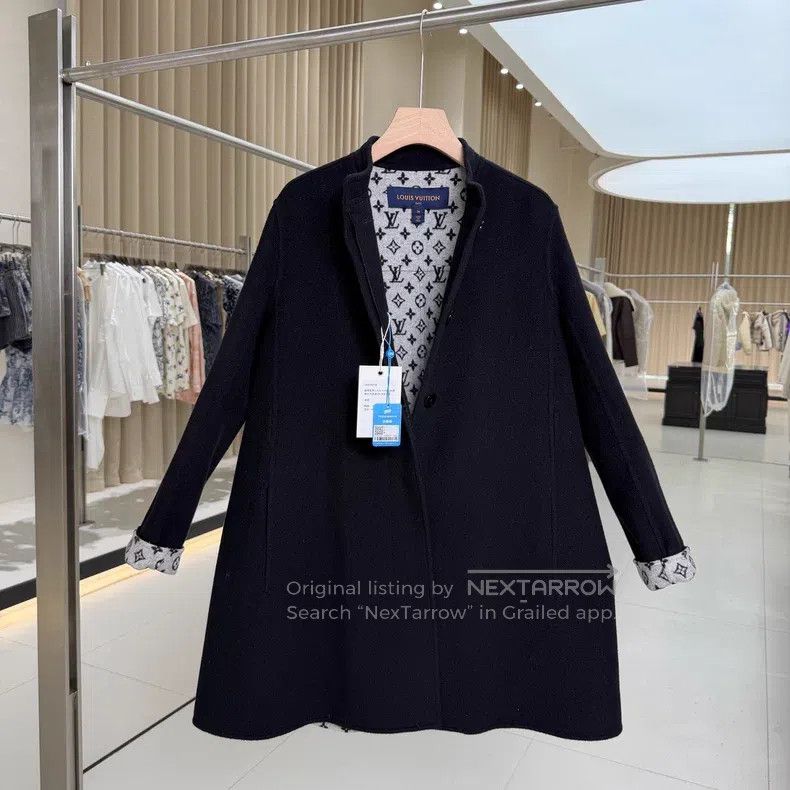 Louis Vuitton A-line coat with black and grey lining coat