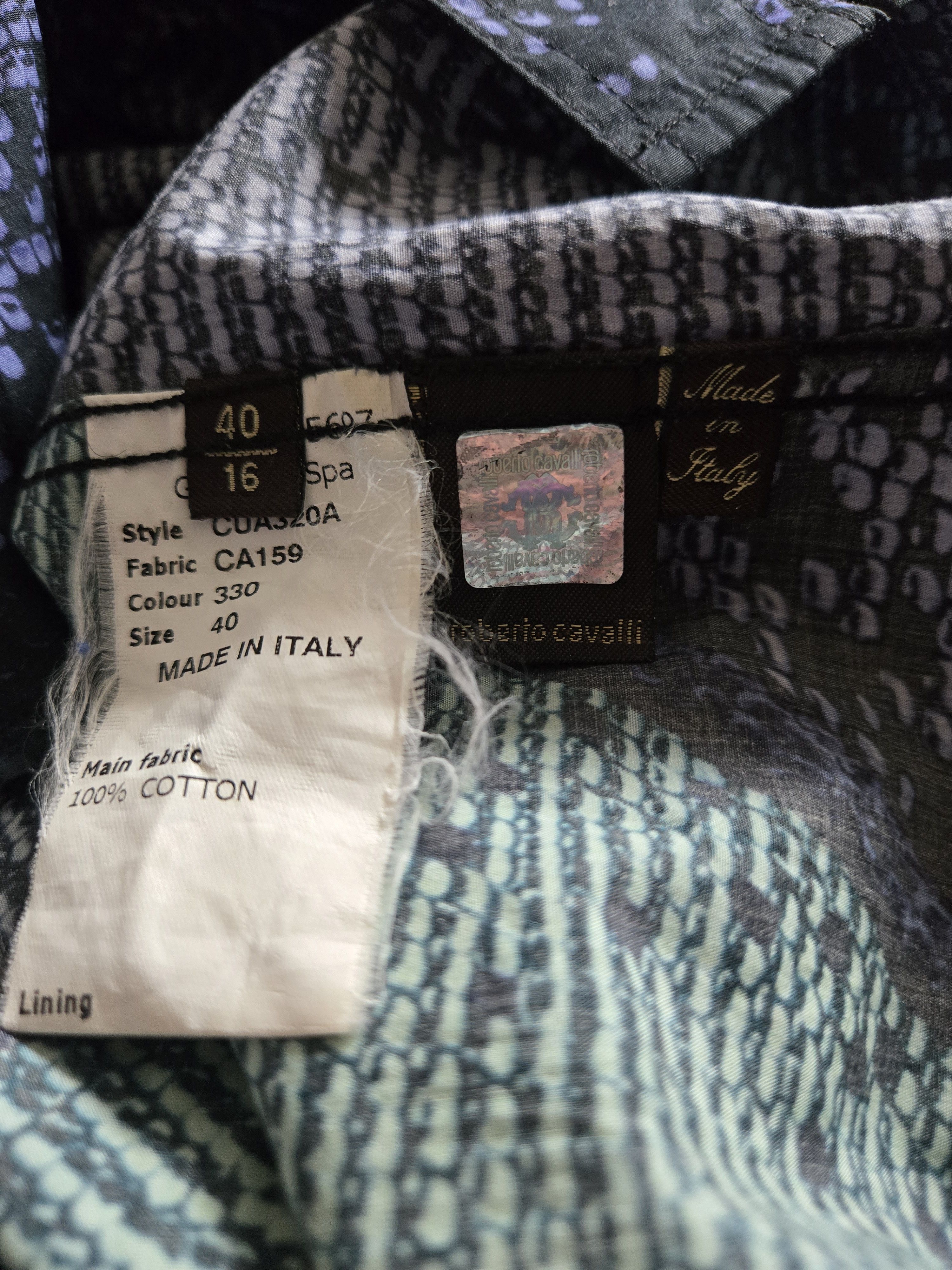 Roberto Cavalli Vtg Y2K Roberto Cavalli M 40 Gradient Blue made in Italy Size US M / EU 48-50 / 2 - 4 Thumbnail
