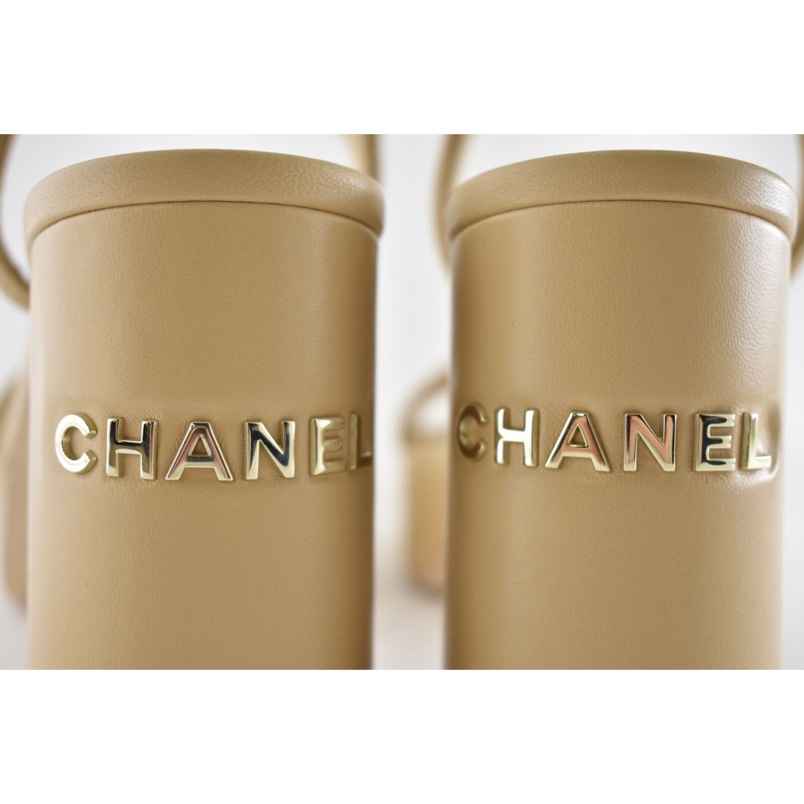 Chanel Chanel 24C Beige Nude Lambskin Leather Platform Ankle Size US 12 / IT 42 - 14 Thumbnail