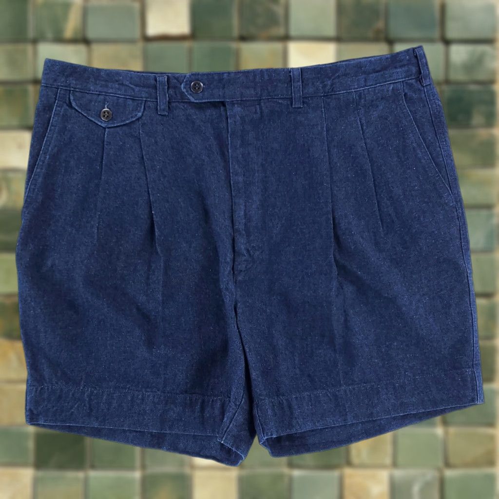 Haggar Haggar VTG Y2K Pleated Denim EZ's Shorts Blue Mens 37 x 6 Actual 38 Regular Men Denim Shorts Mens Blue VTG Y2K Pleated Denim EZ's Shorts Size US 37 - 1 Thumbnail