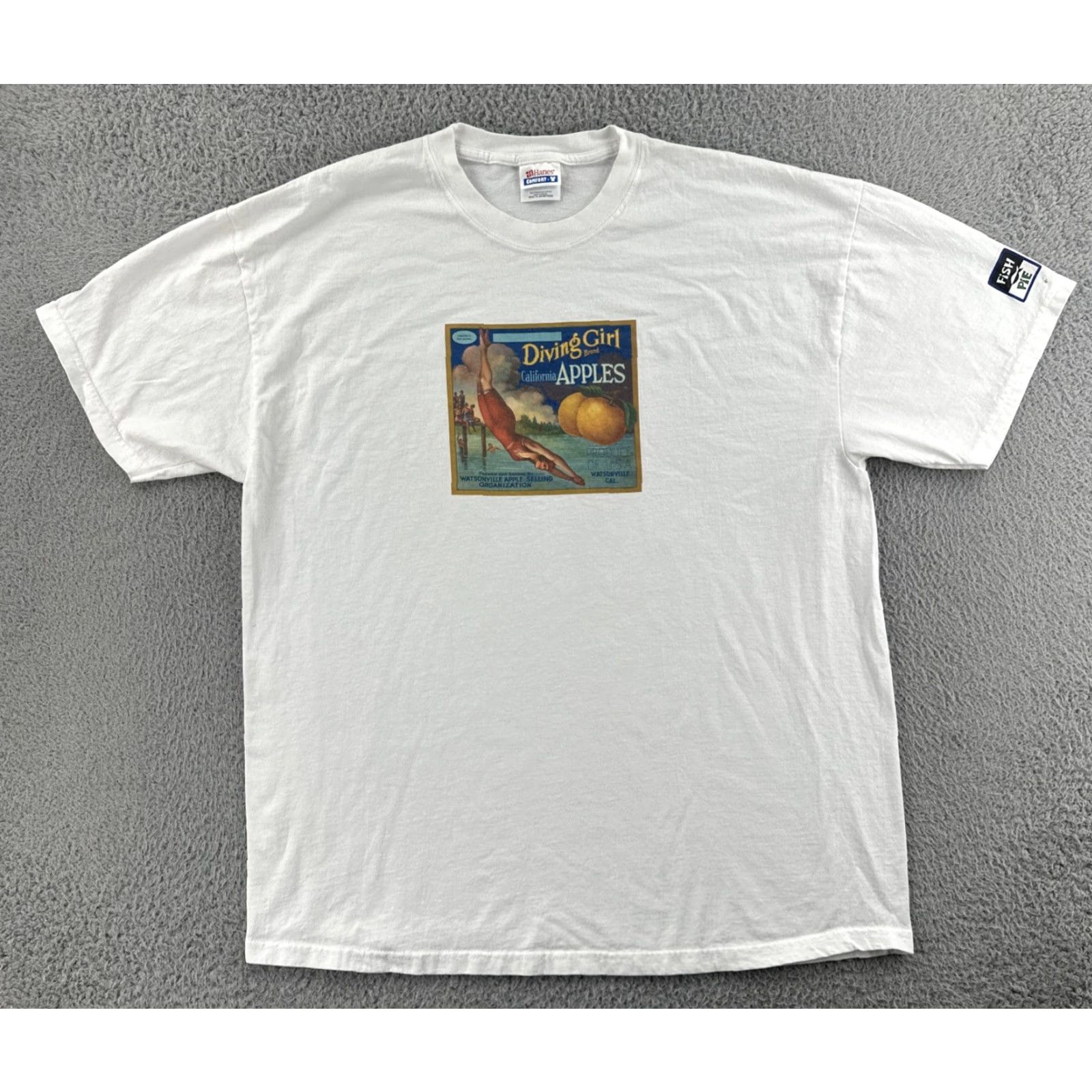 Hanes VINTAGE Hanes Comfor-T T-Shirt California Diving Girl White XL Men Shirt Short Sleeve Crew Neck Size US XL / EU 56 / 4 - 2 Thumbnail