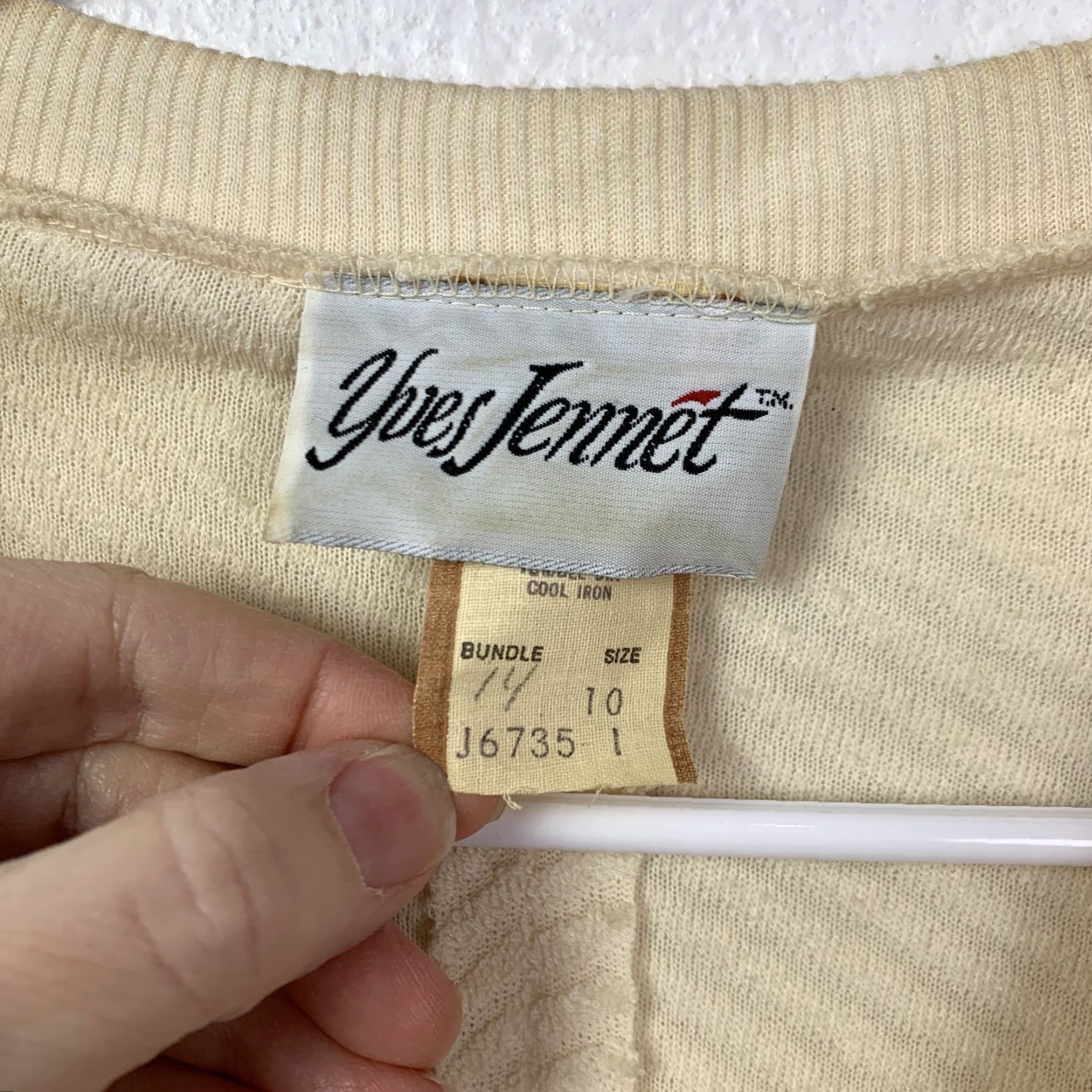 Vintage VINTAGE Yves Jennet Dress Midi Women 10 Yellow V-Neck Ribbed Knit Terry Elastic Waist Pockets Belted Pullover 80s Retro Casual Size L / US 10 / IT 46 - 3 Thumbnail