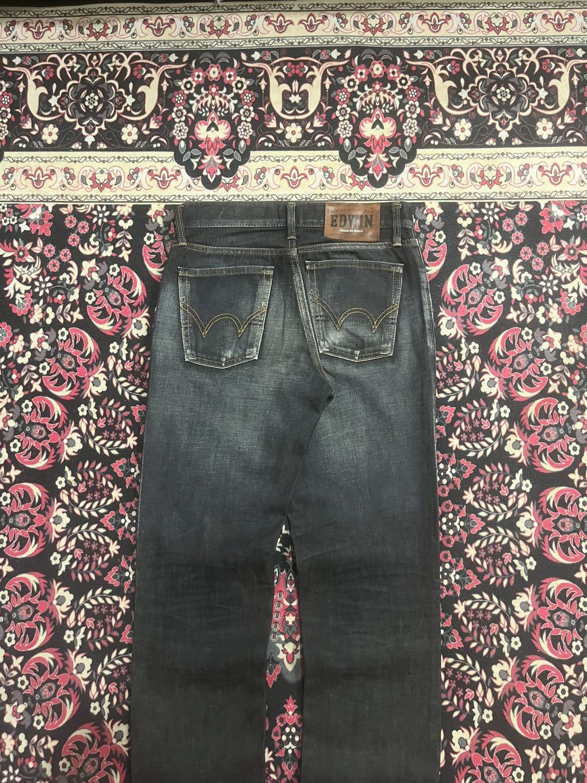 Edwin Vintage Edwin Japan Dark Faded Narrow Straight Ripped Jeans Size 28" / US 6 / IT 42 - 6 Thumbnail