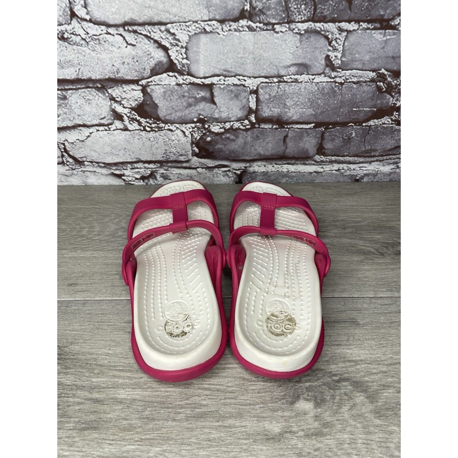Crocs Crocs Pink Rubber Slides Lightweight Wedge Comfort Sandals W Size US 7 / IT 37 - 5 Thumbnail