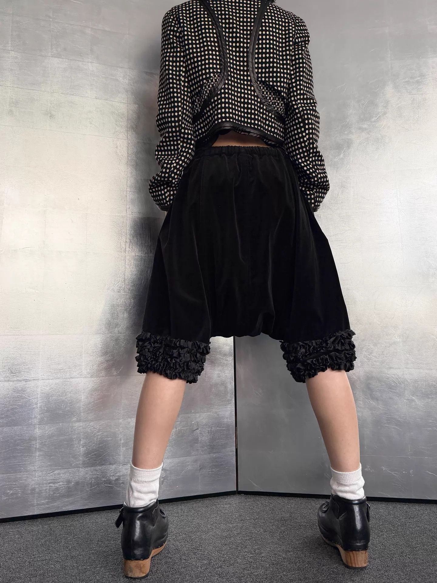 Comme des Garcons CDG Vintage Lace-Trim Velvet Elastic-Waist Slouchy Pants S Size 26" / US 2 / IT 38 - 3 Thumbnail